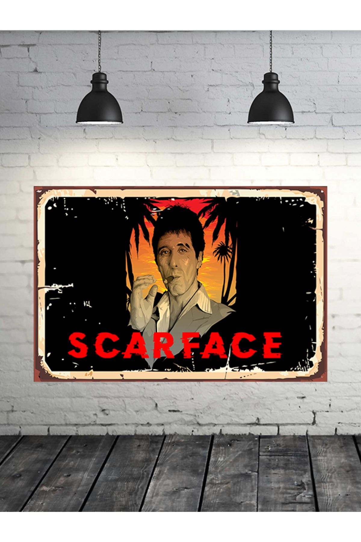 TAKIFİX Scarface 20x30 Cm Retro Ahşap Tablo