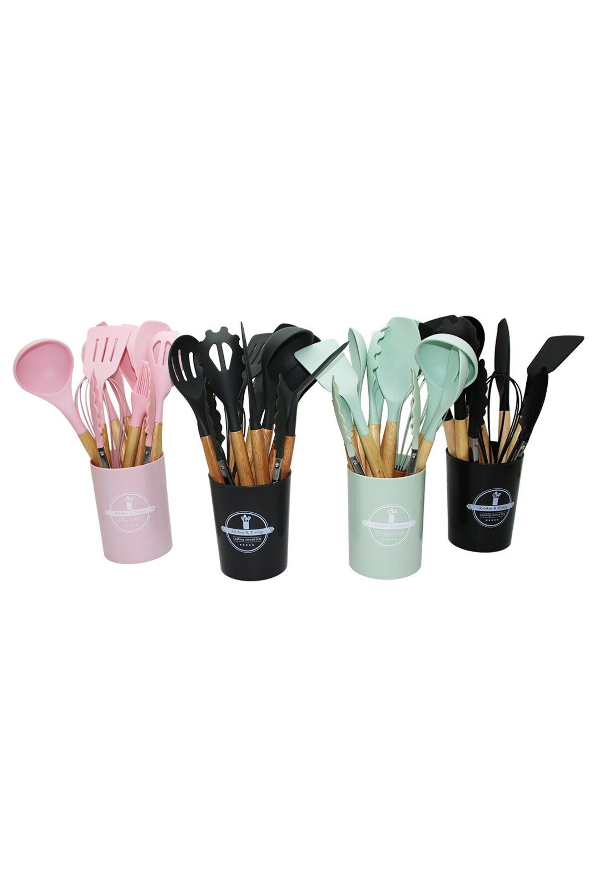 KDROĞLU KDROGLU 12PCS PLASTİK KOVALI BAMBU SAPLI SİLİKON MUTK SET New Desing 1109836