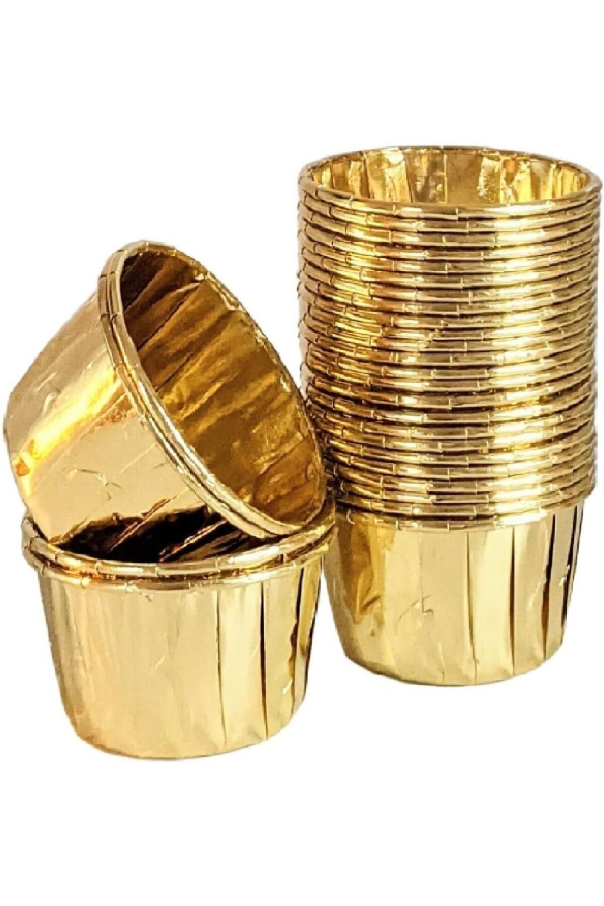 DERİK Derik Hediye Sepeti 25'li Gold Muffin Kek Kalıbı, Kek Kapsülü Cupcake Kalıbı, Airfryer Uyumlu