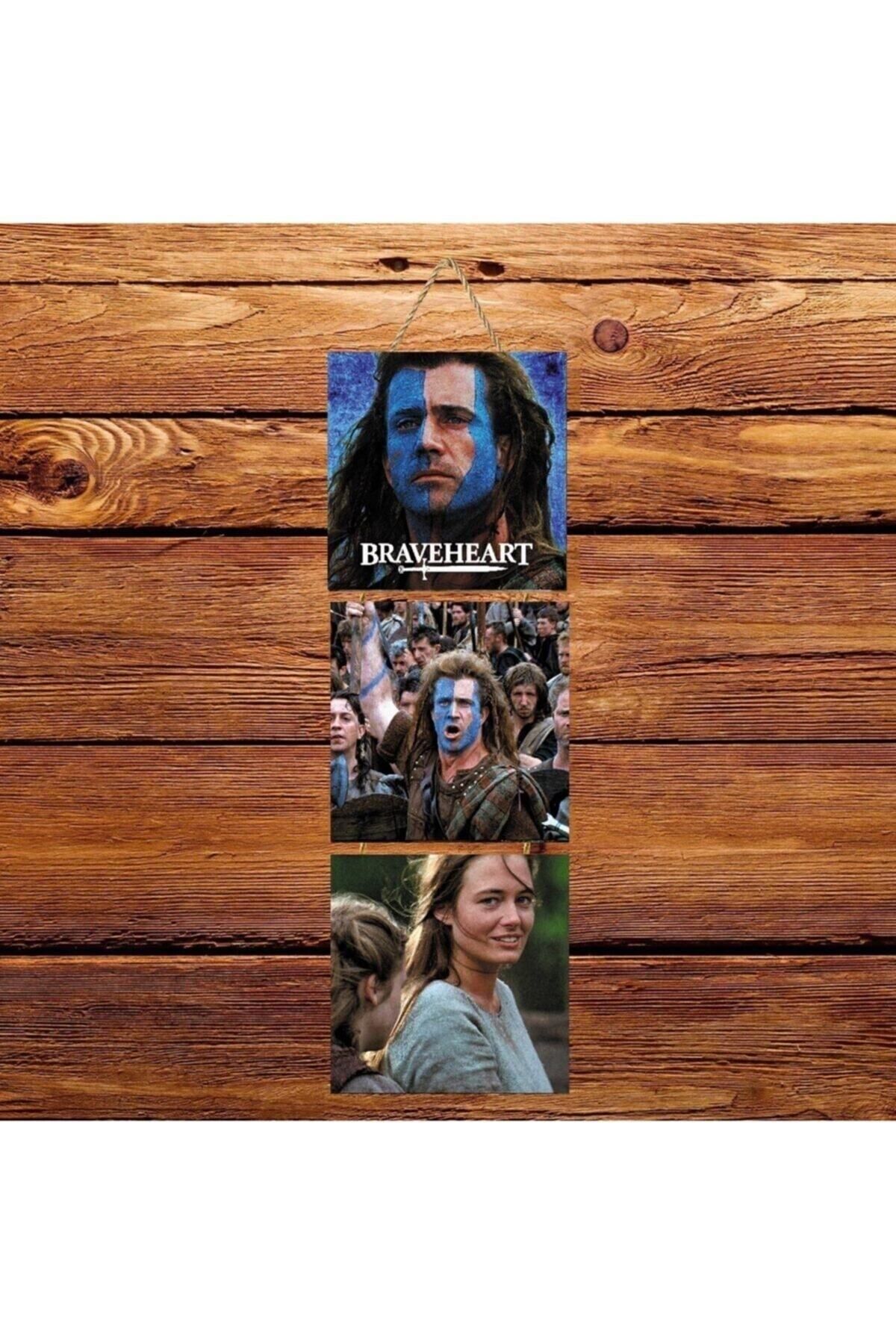 TAKIFİX Braveheart Üçlü Retro Ahşap Poster Ü118