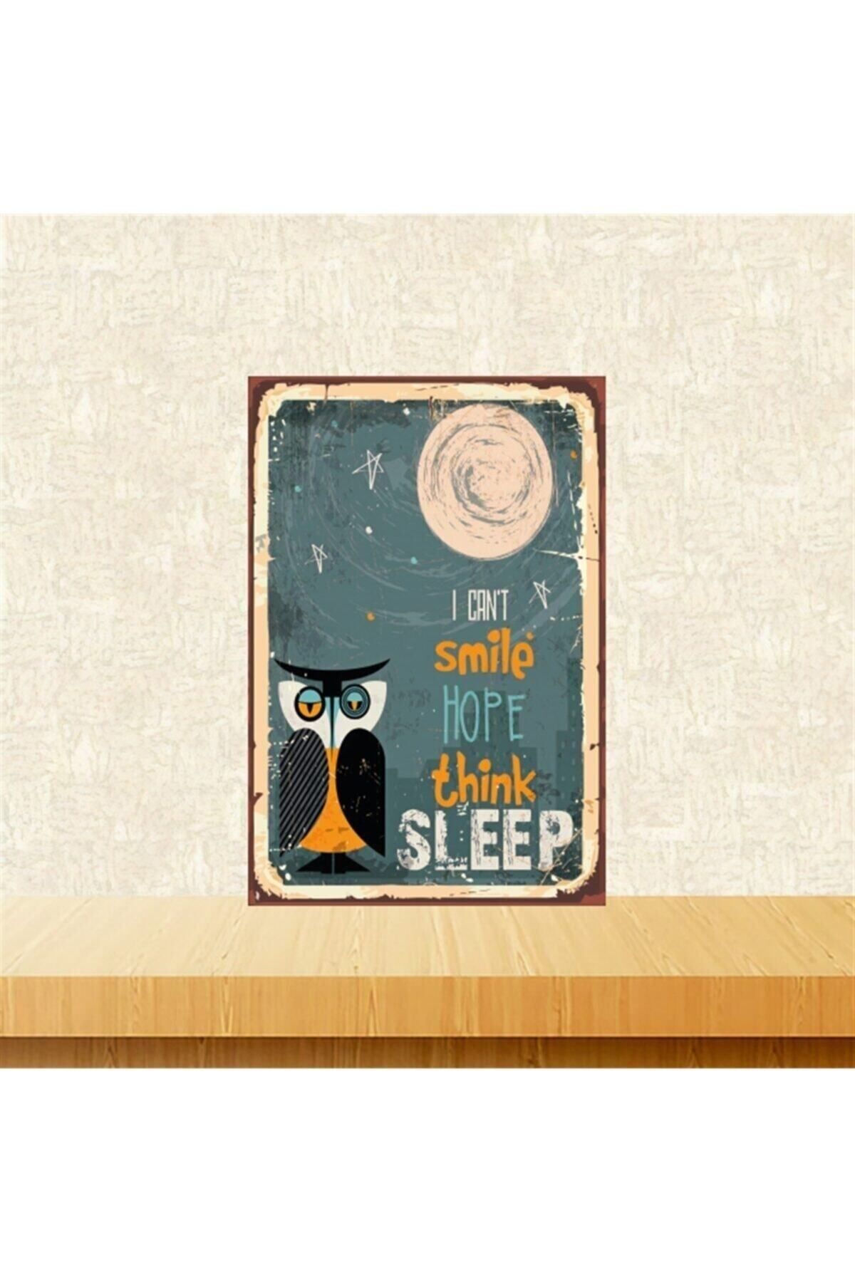 TAKIFİX Smile Hope Think 20-30 Cm Retro Ahşap Tablo Tkfx5287