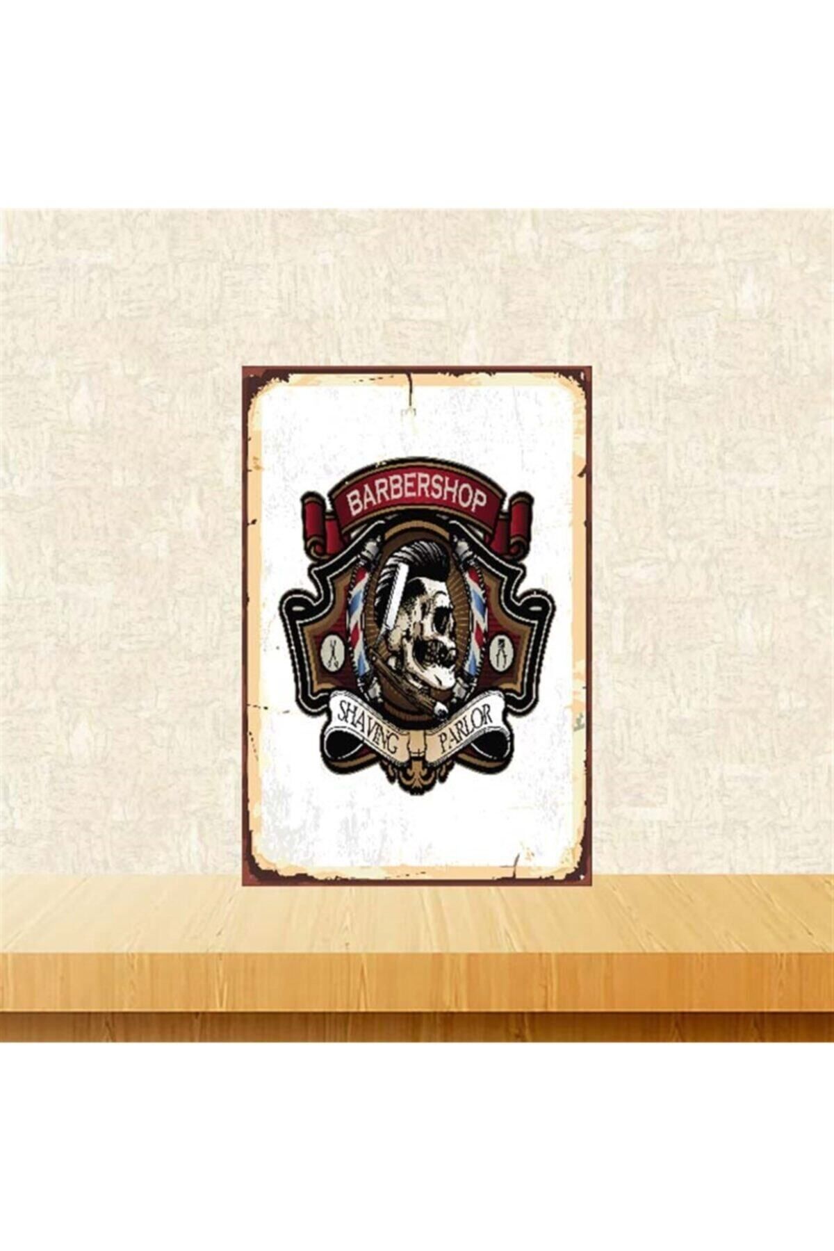 TAKIFİX Barber Shop Tasarımlı 20-30 Cm Retro Ahşap Poster