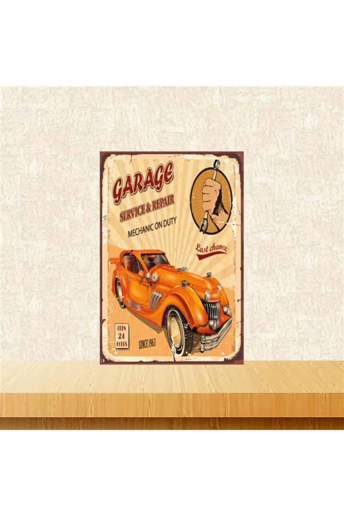 TAKIFİX Garage 20-30 cm Retro Ahşap Poster Tkfx4234