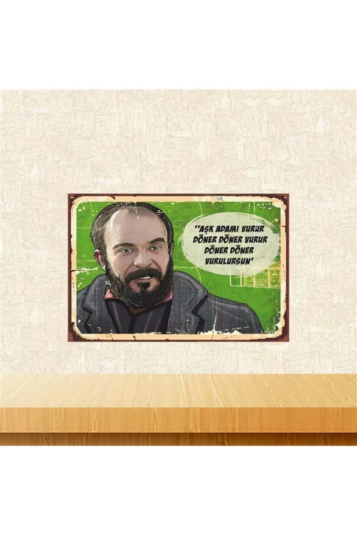 TAKIFİX Kuşçu Aşk Adamı Vurur 20-30 cm Retro Ahşap Poster
