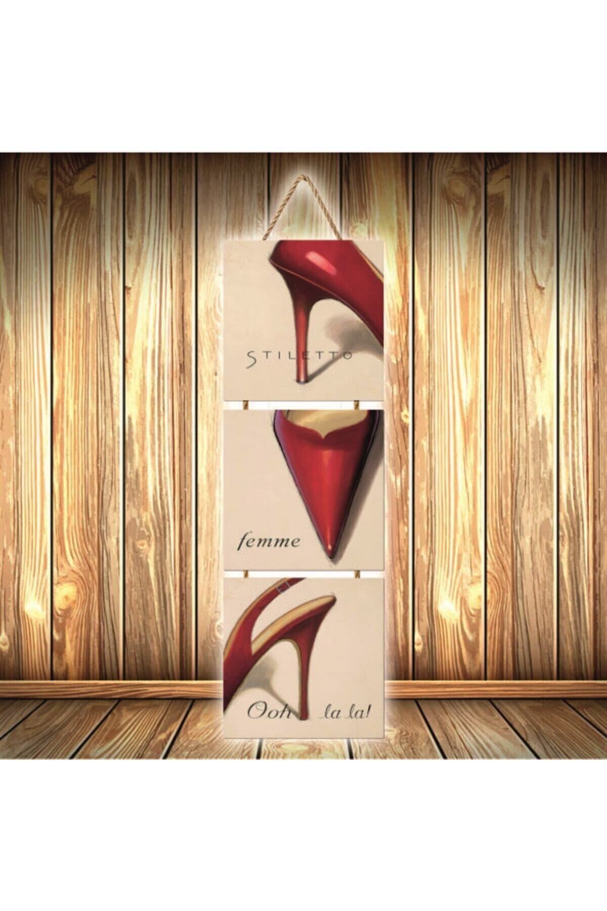 TAKIFİX Femme Stiletto Tasarımlı Üçlü Retro Ahşap Poster Ü427