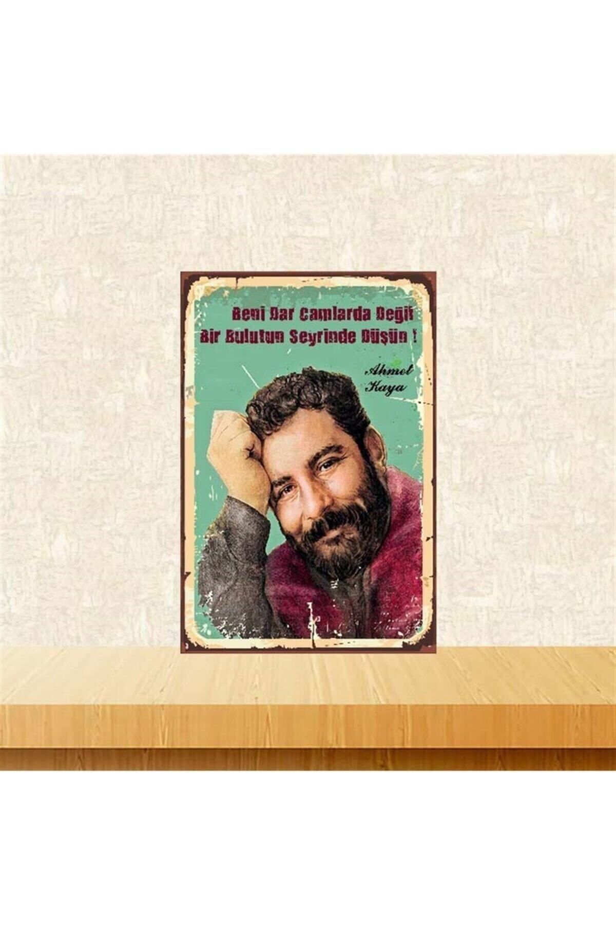 TAKIFİX Ahmet Kaya 20-30 Cm Retro Ahşap Poster