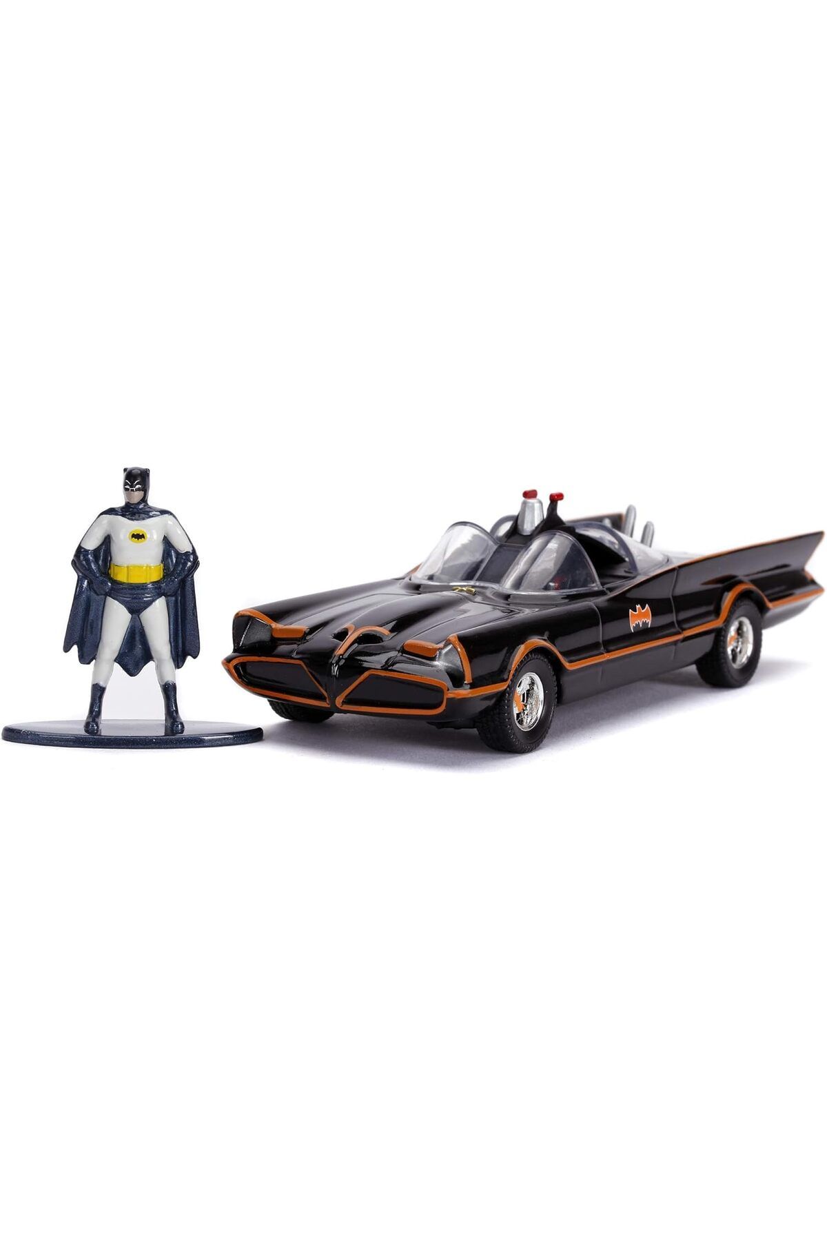 DERİK Derik Comics - Batman 1966 TV Series Classic Batmobile Die-cast Toy Car with Batman Die-cast Figure