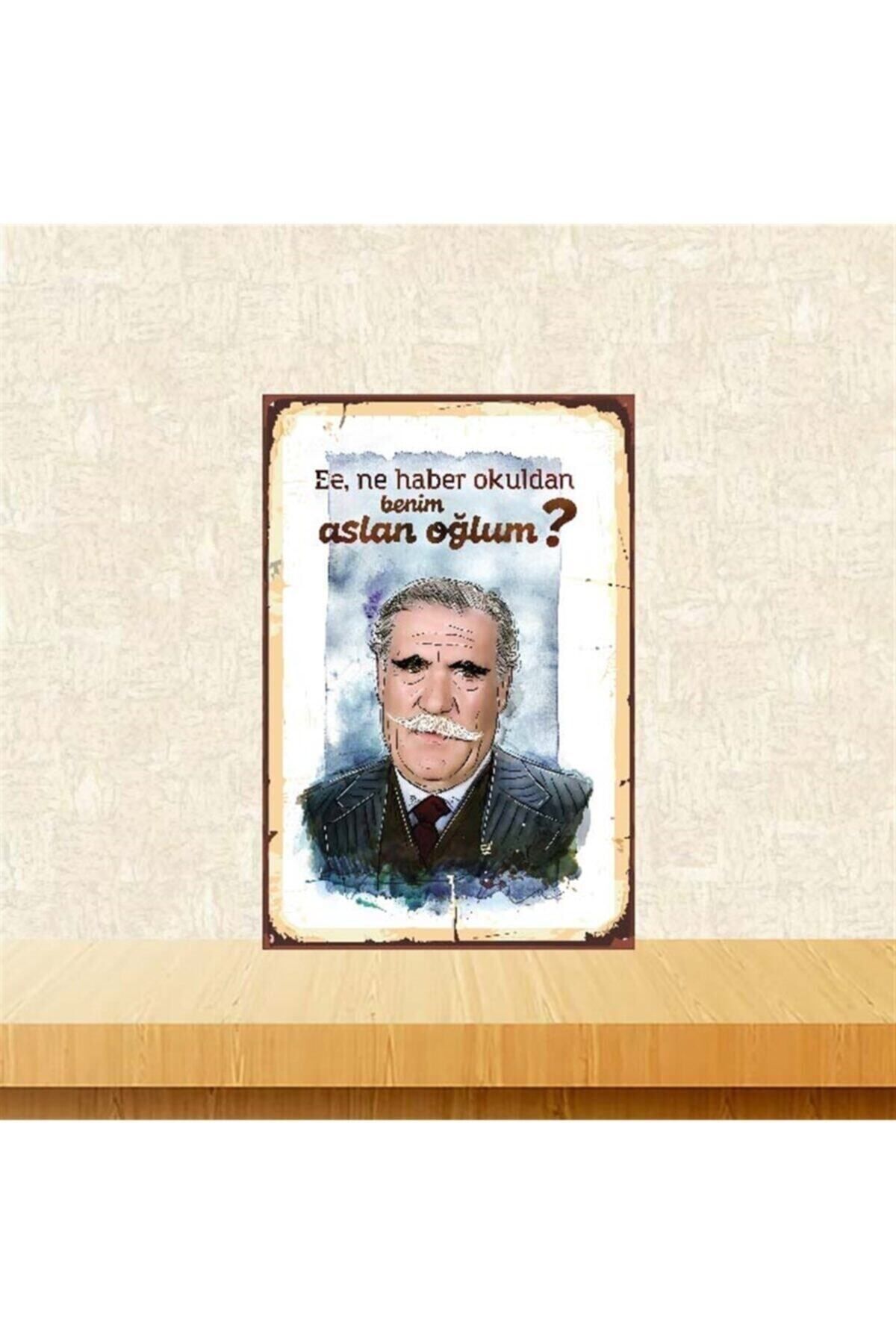 TAKIFİX Hulusi Kentmen Aslan Oğlum 20-30 Cm Retro Ahşap Poster