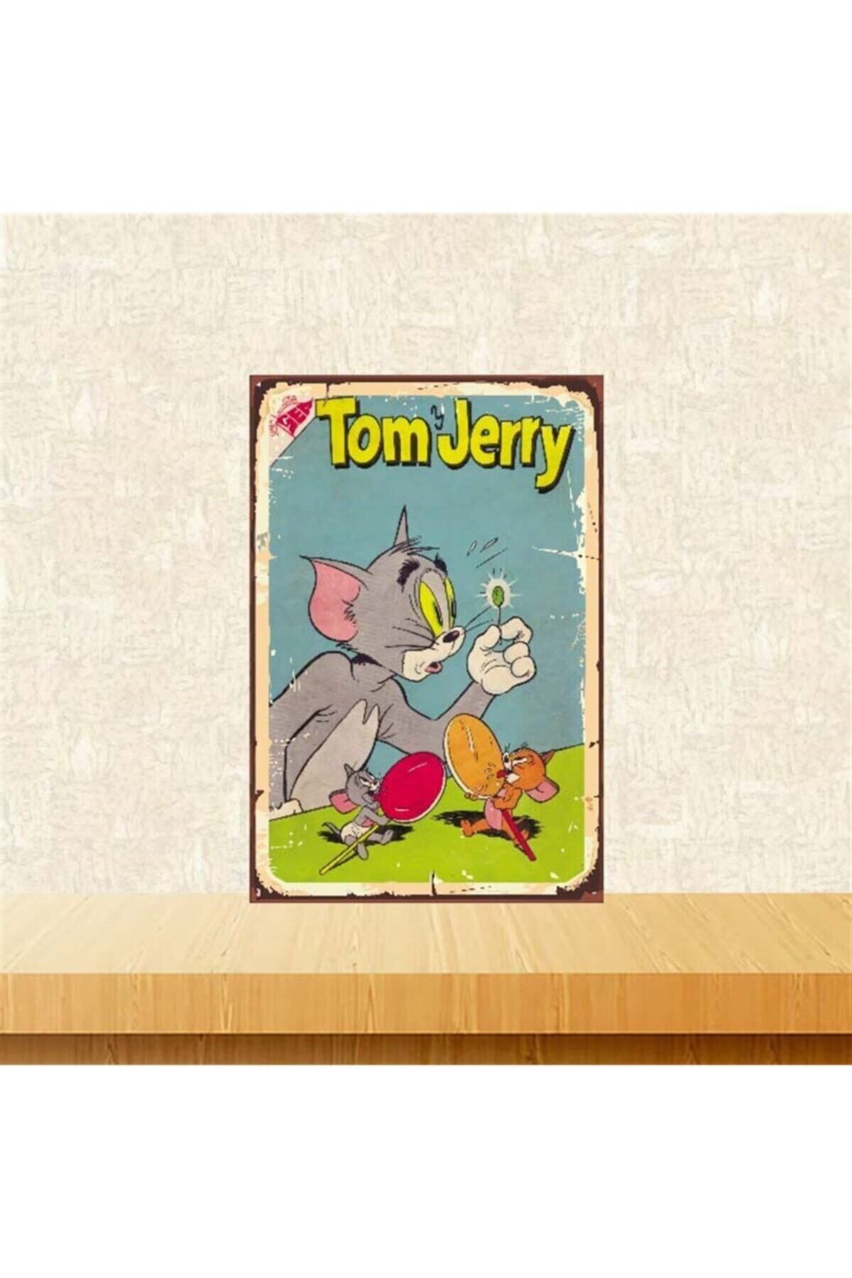 TAKIFİX Tom Ve Jerry Tasarımlı Retro Ahşap Poster
