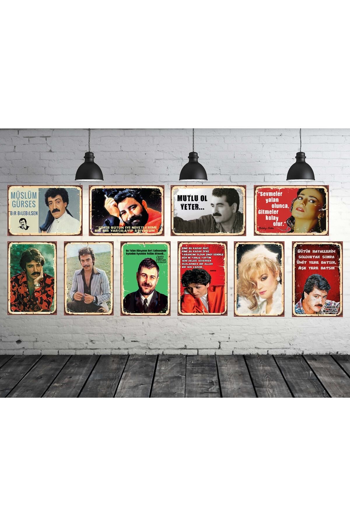 TAKIFİX Arabeskçiler Seti 10 Adet 20x30 Cm Retro Ahşap Tablo