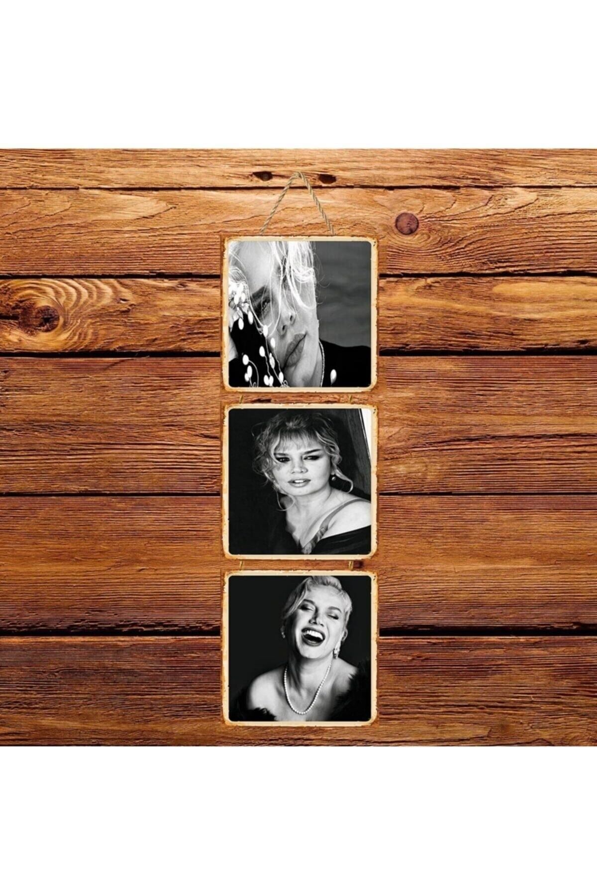 TAKIFİX Sezen Aksu Üçlü Retro Ahşap Poster