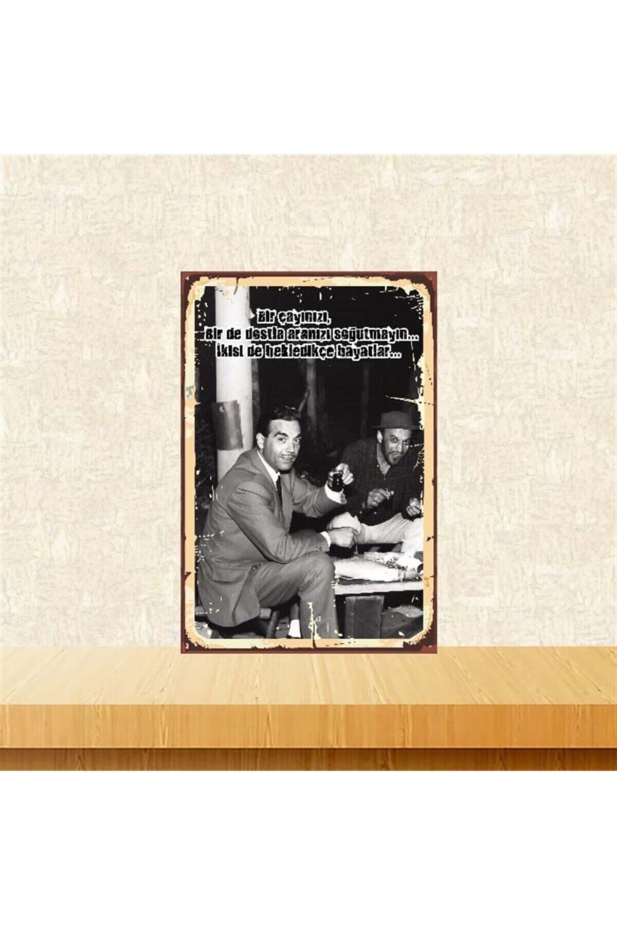 TAKIFİX Kerem Alışık Bekledikçe Bayatlar 20-30 Cm Retro Ahşap Poster