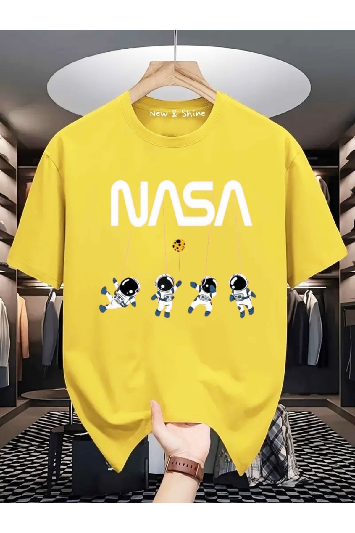 New Shine NASA Baskılı Büyük Beden Oversize T-Shirt