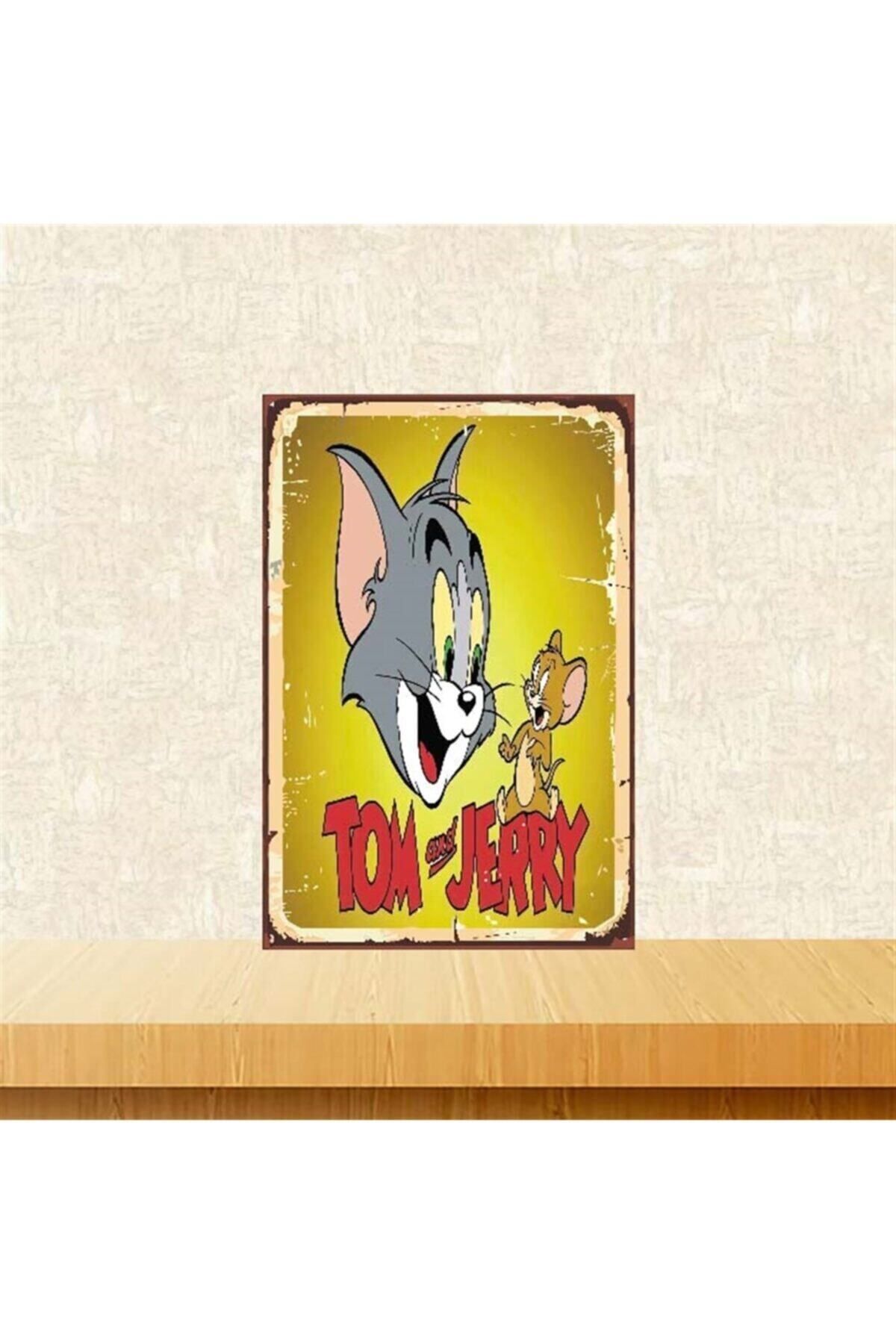 TAKIFİX Tom And Jerry Tasarımlı 20-30 cm Retro Ahşap Poster