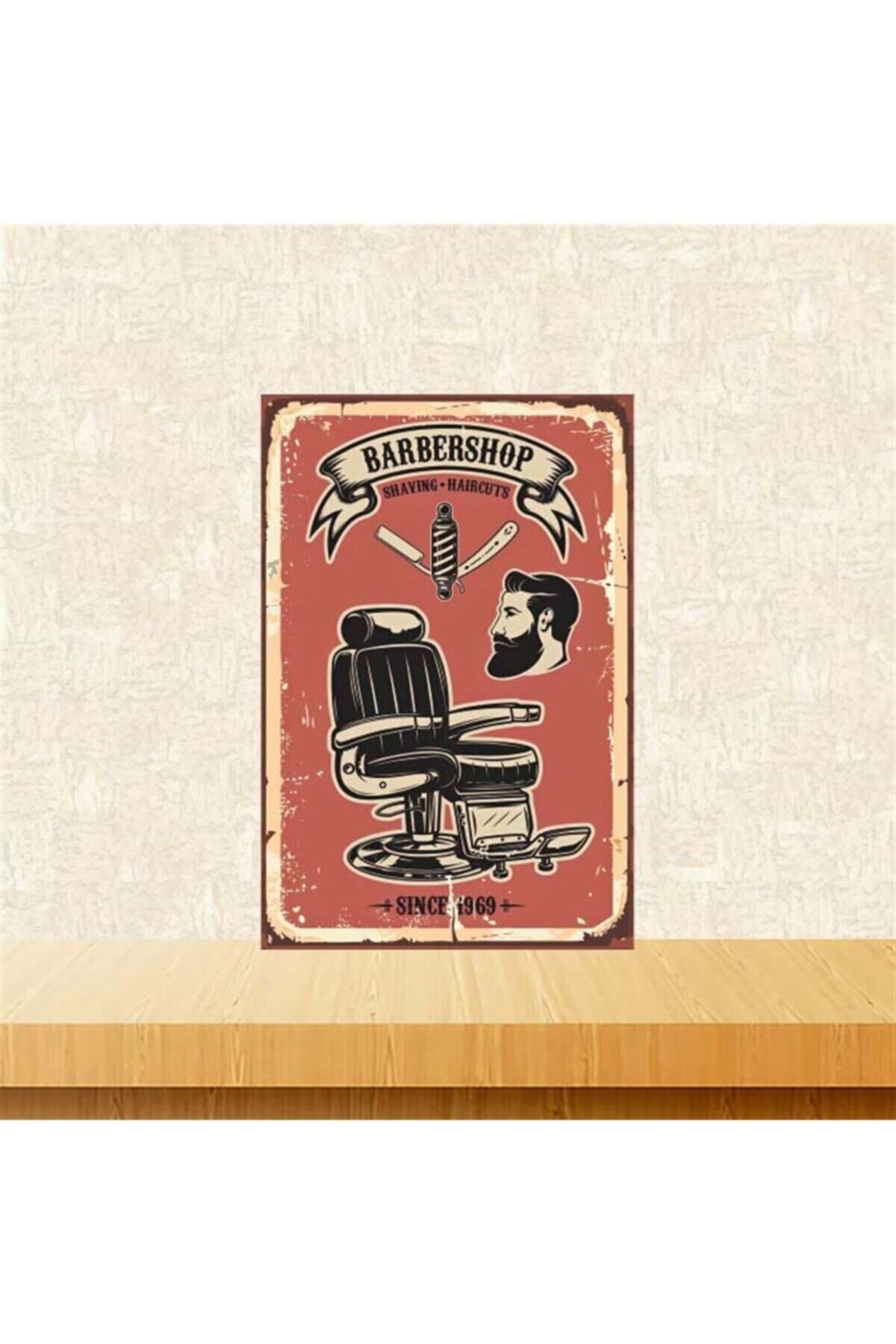 TAKIFİX Barber Shop 20-30 Cm Retro Ahşap Poster Tkfx4238