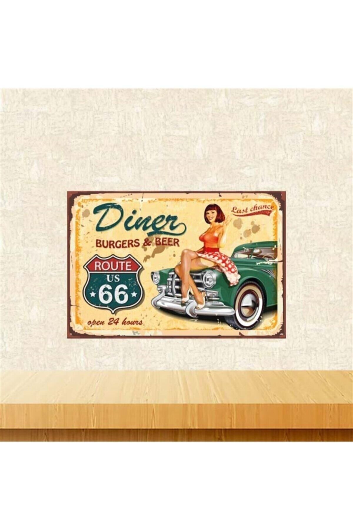 TAKIFİX Sarı Burgers Beer Retro Ahşap Poster Tkfx4188 20-30 Cm