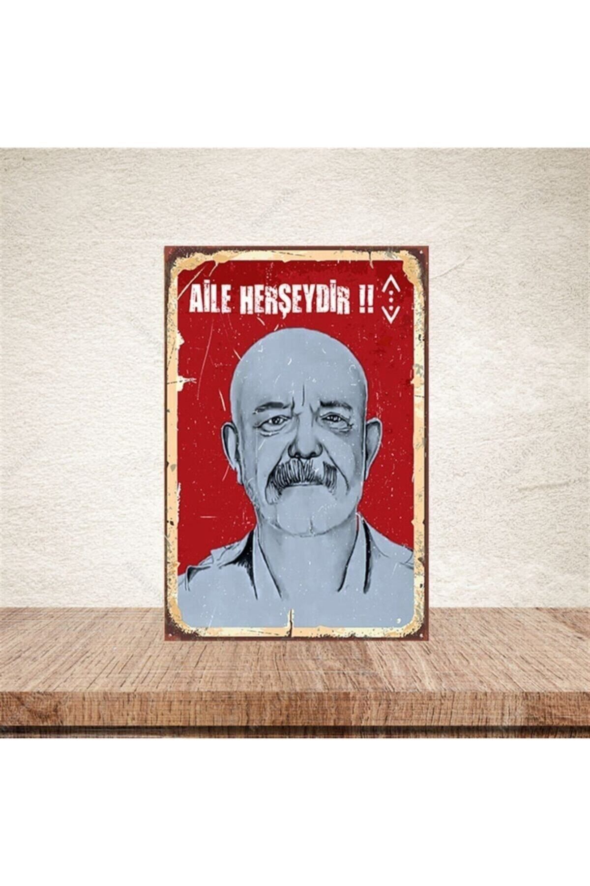 TAKIFİX Aile Herşeydir Idris Baba Retro Ahşap Poster
