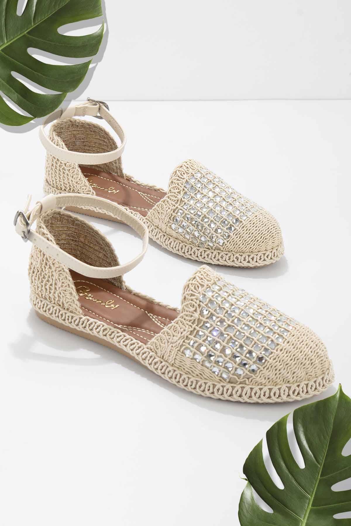 Bambi-Weiße gestrickte Damen-Espadrille – Skin K 01823170716 3