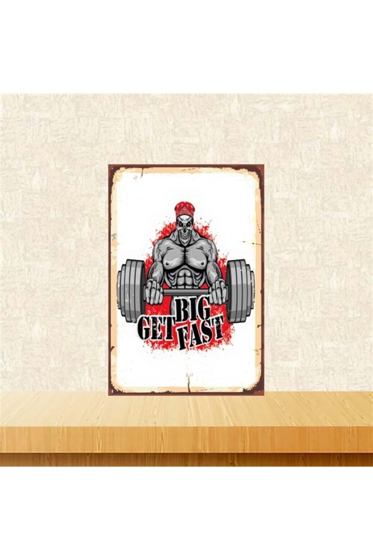 TAKIFİX Big Fast Fitness 20-30 Cm Retro Ahşap Poster Tkfx4227