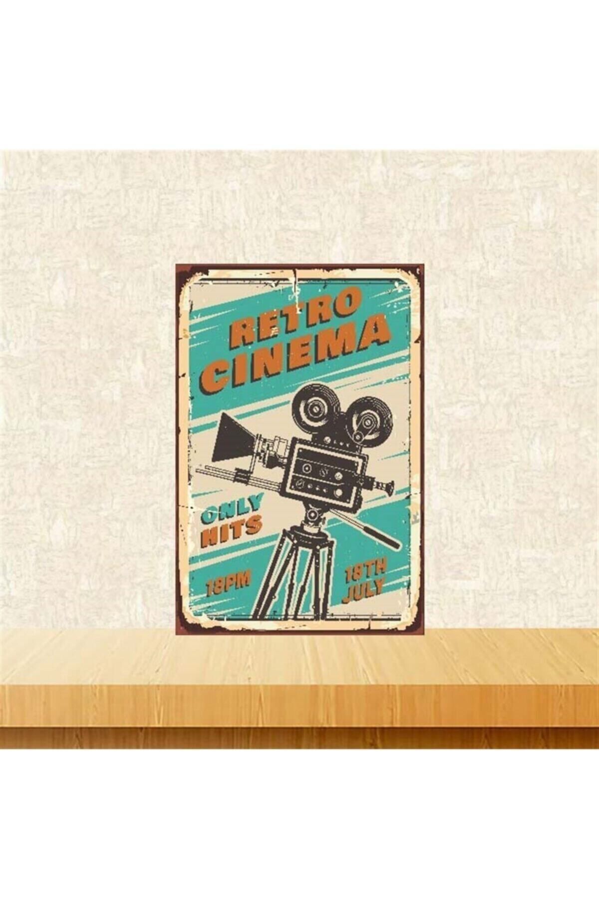 TAKIFİX Retro Cinema Retro Ahşap Poster 20x30 Cm