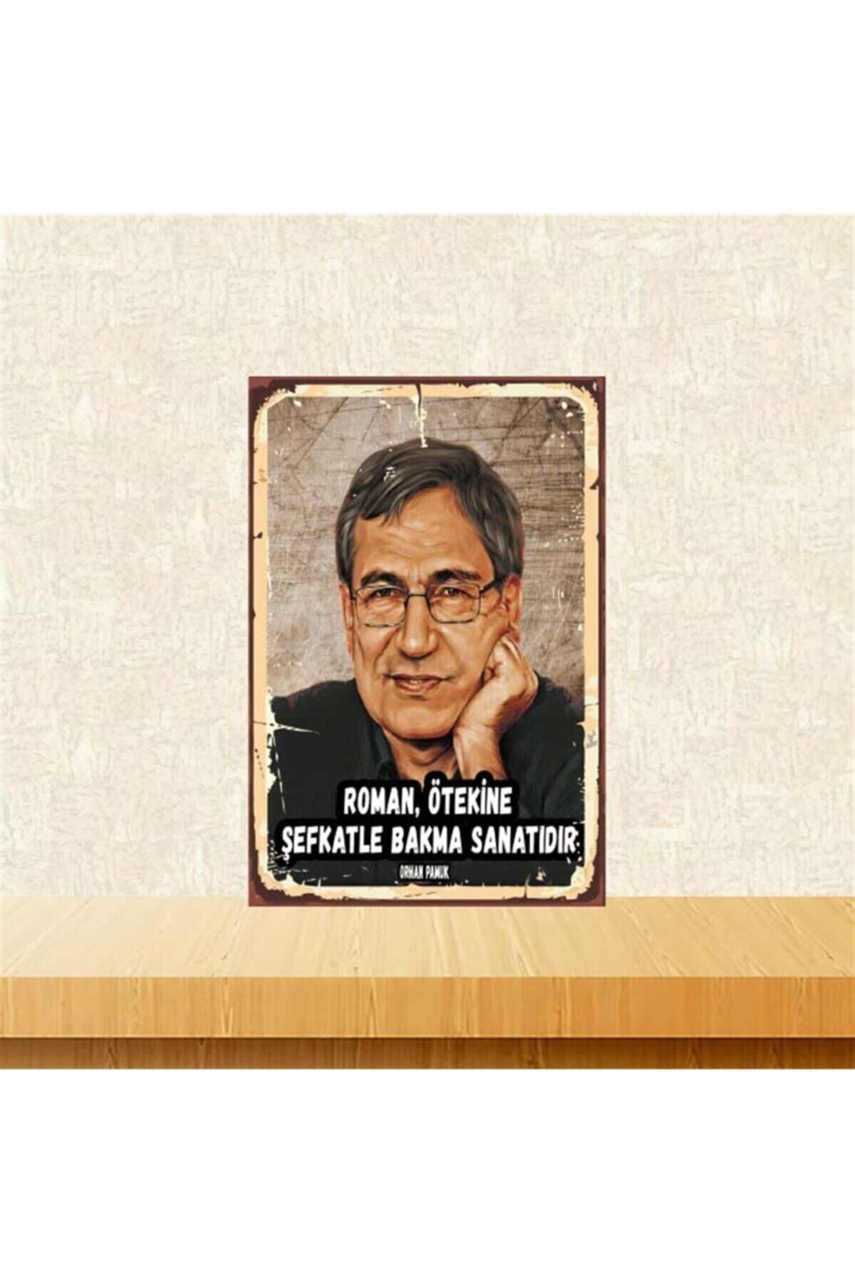 TAKIFİX Orhan Pamuk Retro Ahşap Poster 20x30 cm Tkfx4108