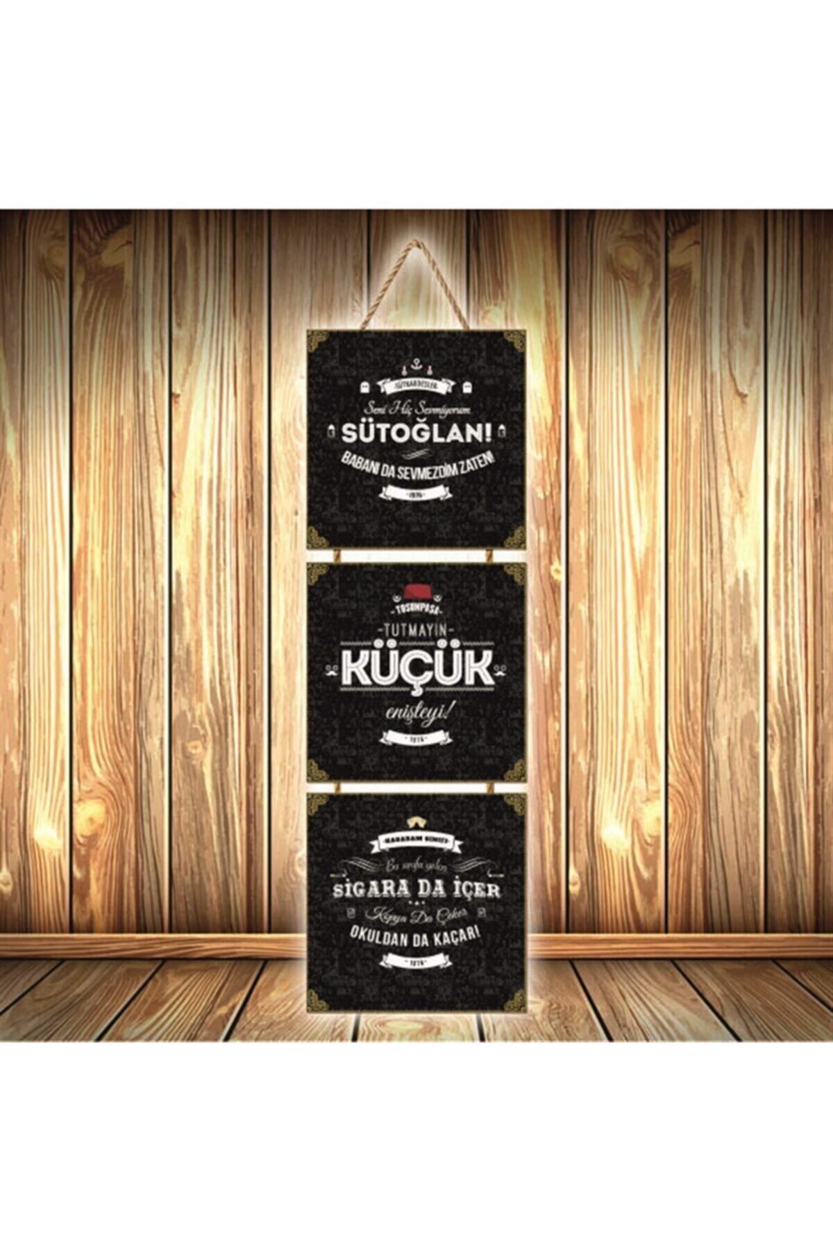 TAKIFİX Tosunpaşa Replikleri Tasarımlı Üçlü Retro Ahşap Poster Ü507