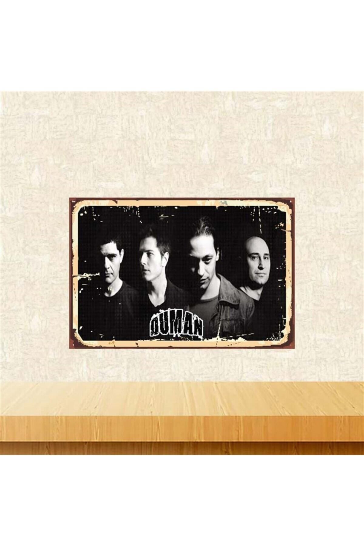TAKIFİX Grup Duman Tasarımlı Retro Ahşap Poster 20-30 cm