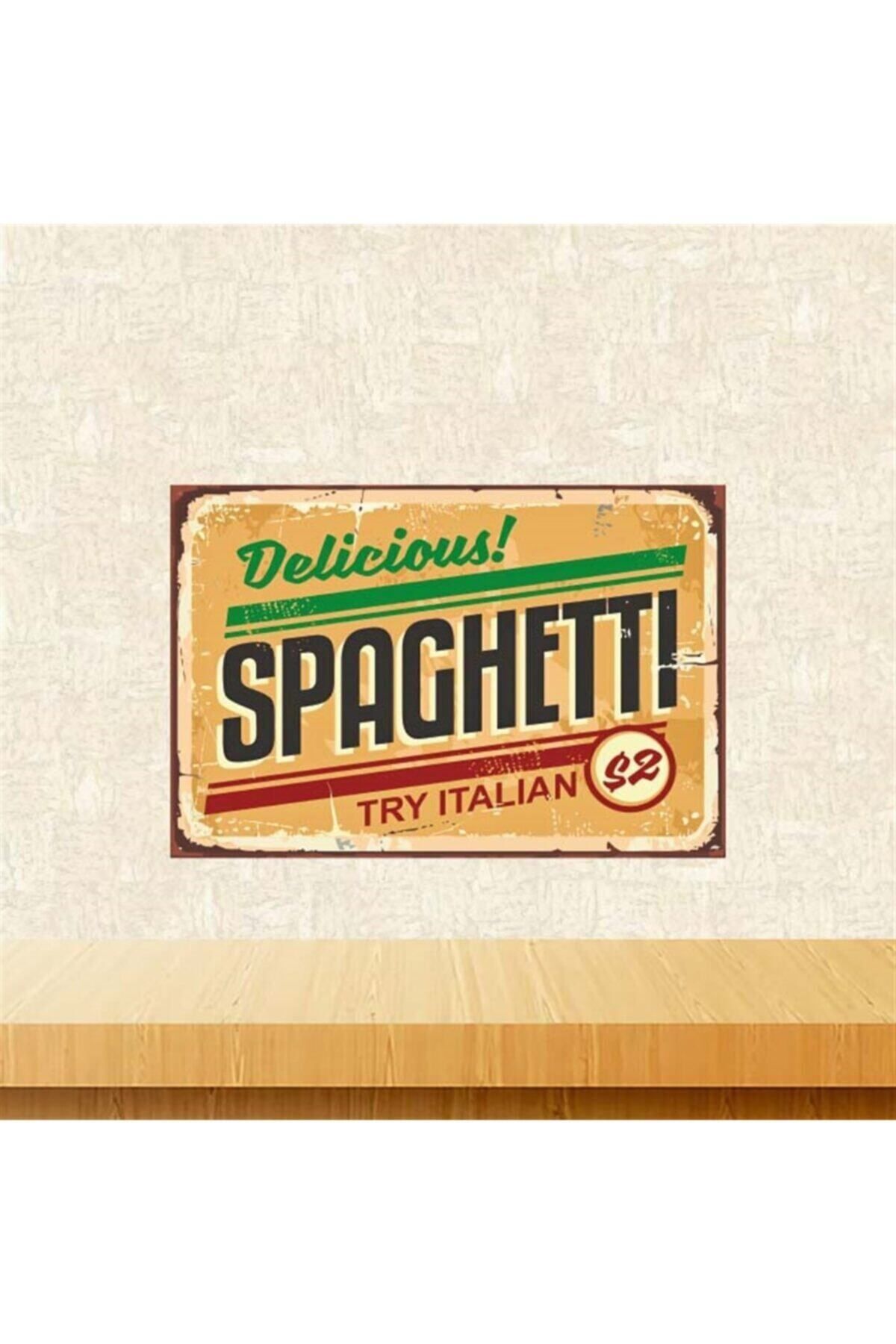 TAKIFİX Spaghetti 20-30 cm Retro Ahşap Poster Tkfx4181