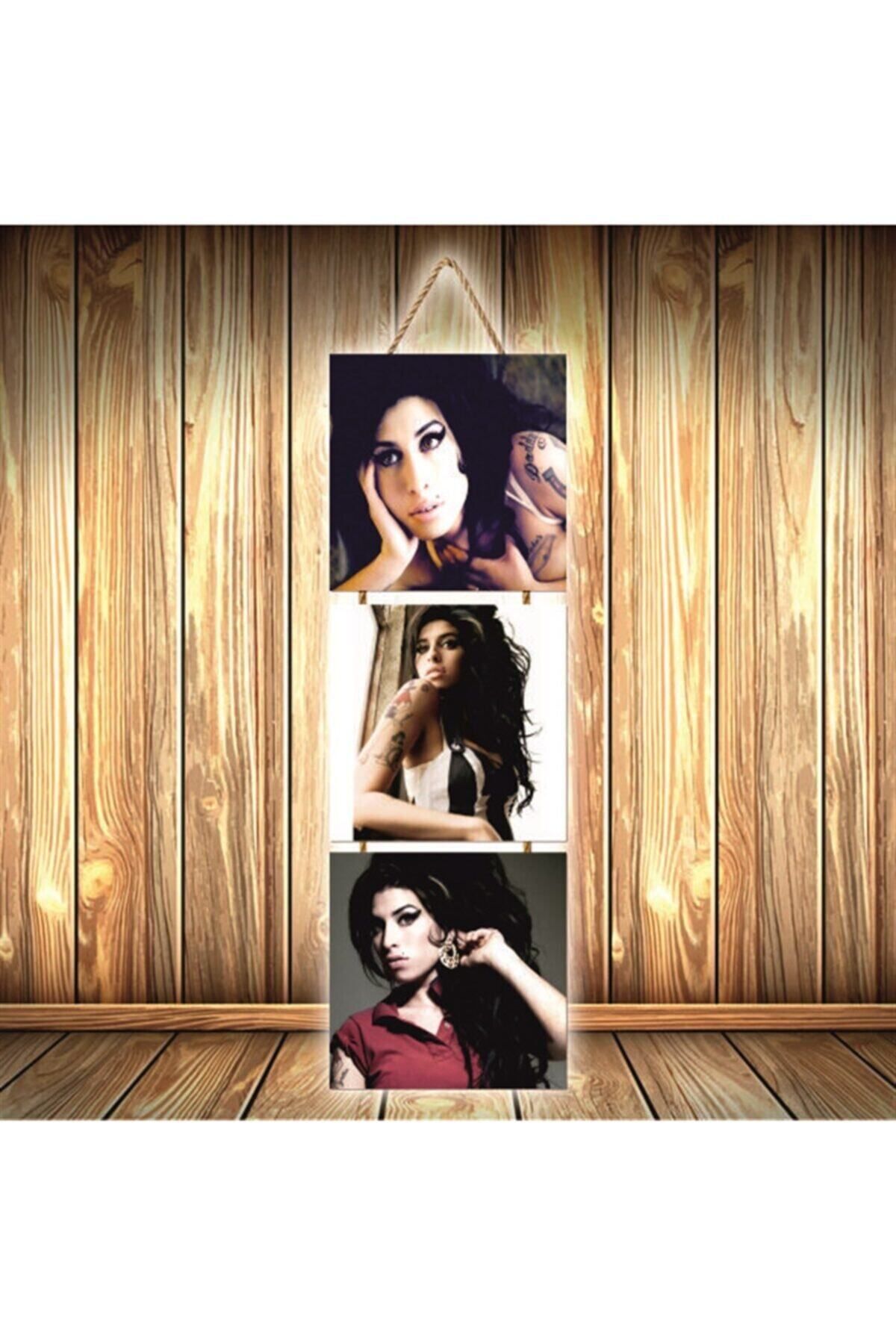 TAKIFİX Amy Winehouse Tasarımlı Üçlü Retro Ahşap Poster Ü364