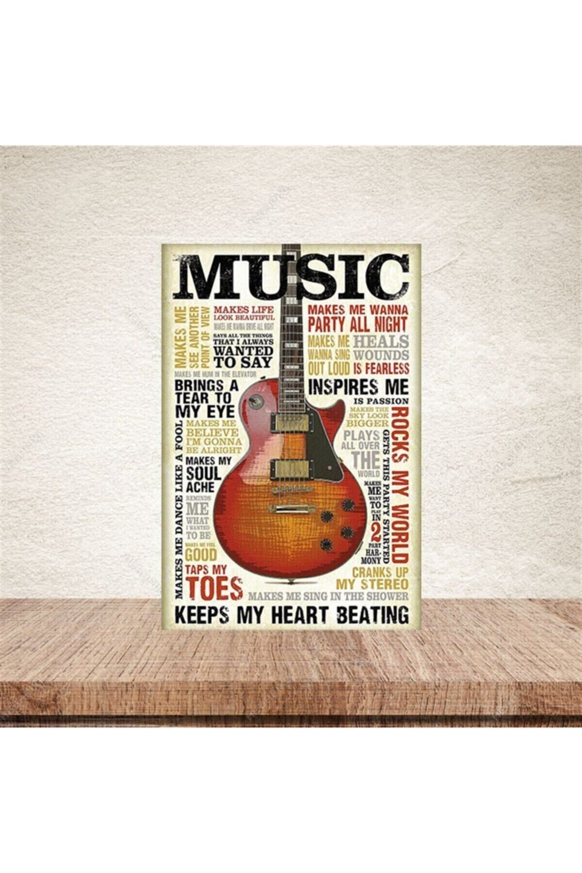 TAKIFİX Music 20-30 Cm Retro Ahşap Poster