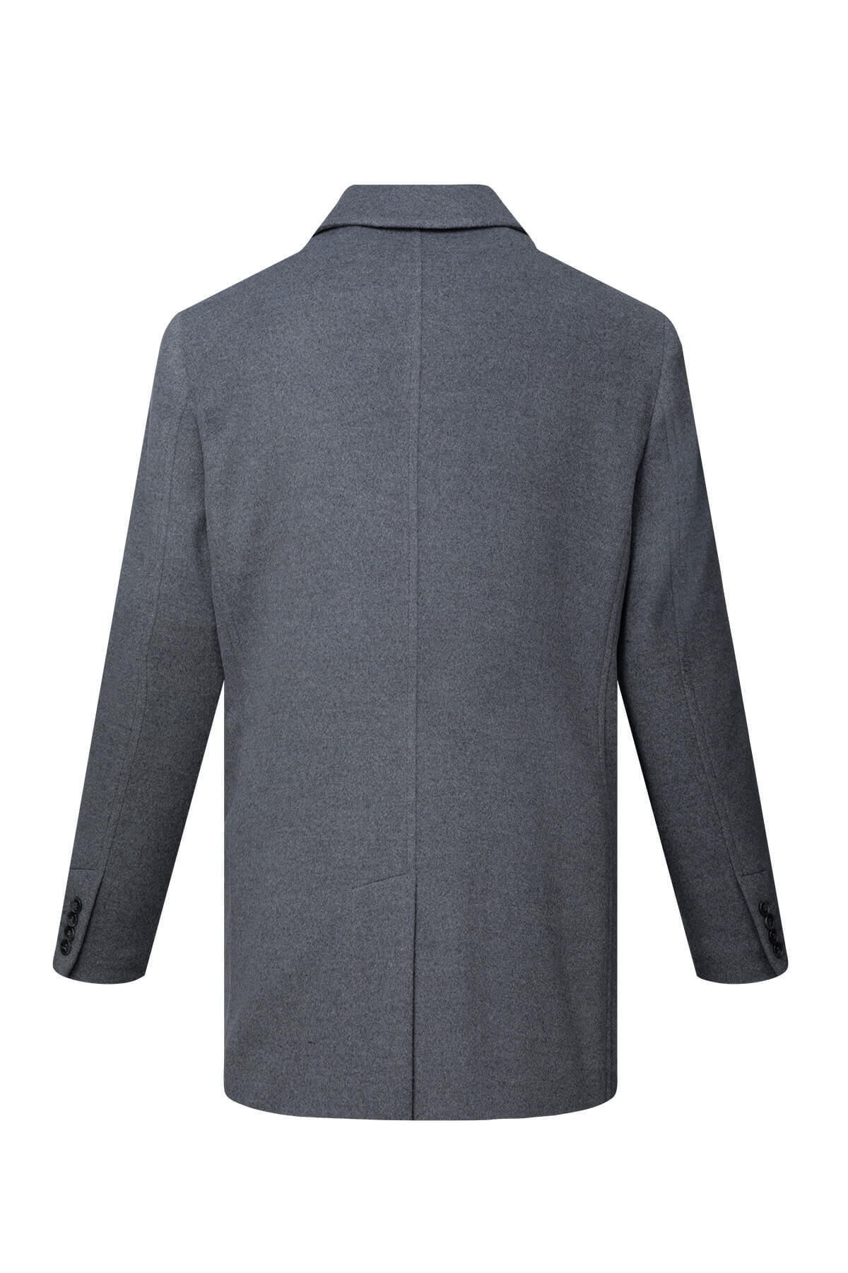 Hatemoğlu  Gri Regular Fit Bebe Yaka Yünlü Kaşe Palto - Görsel 3