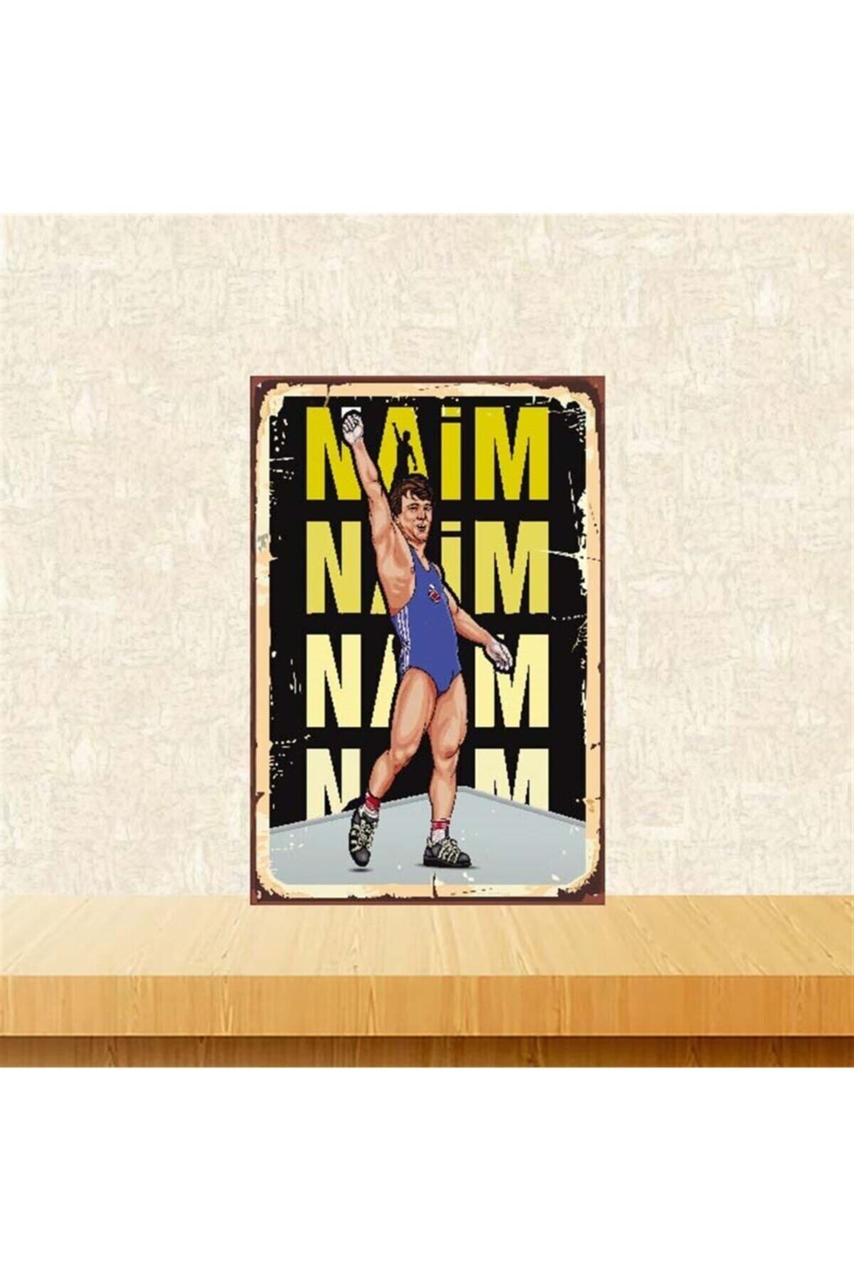 TAKIFİX Naim Süleymanoğlu Tasarımlı Retro Ahşap Poster 20-30 cm