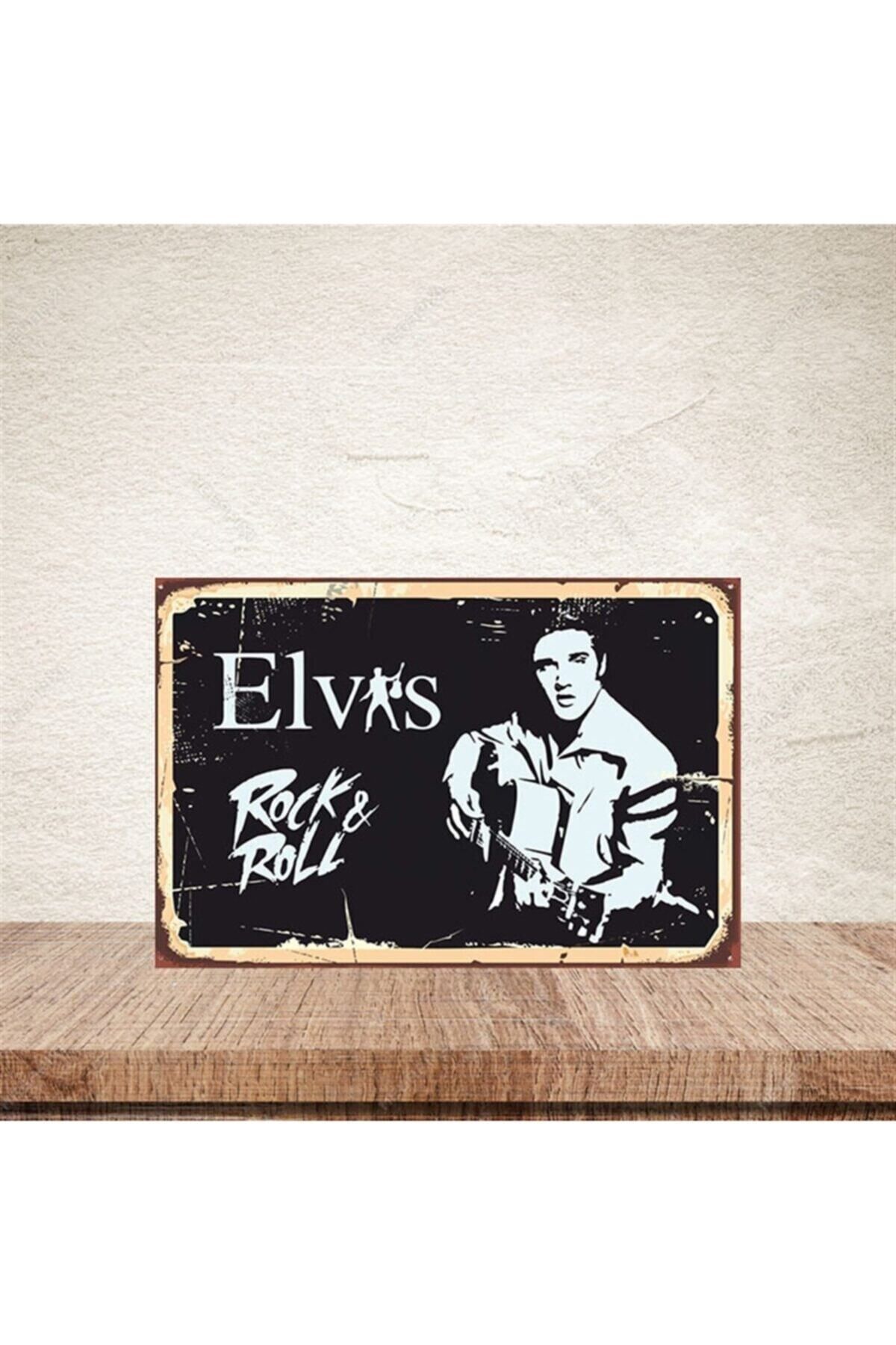 TAKIFİX Elvis Rock & Roll 20-30 Cm Retro Ahşap Poster