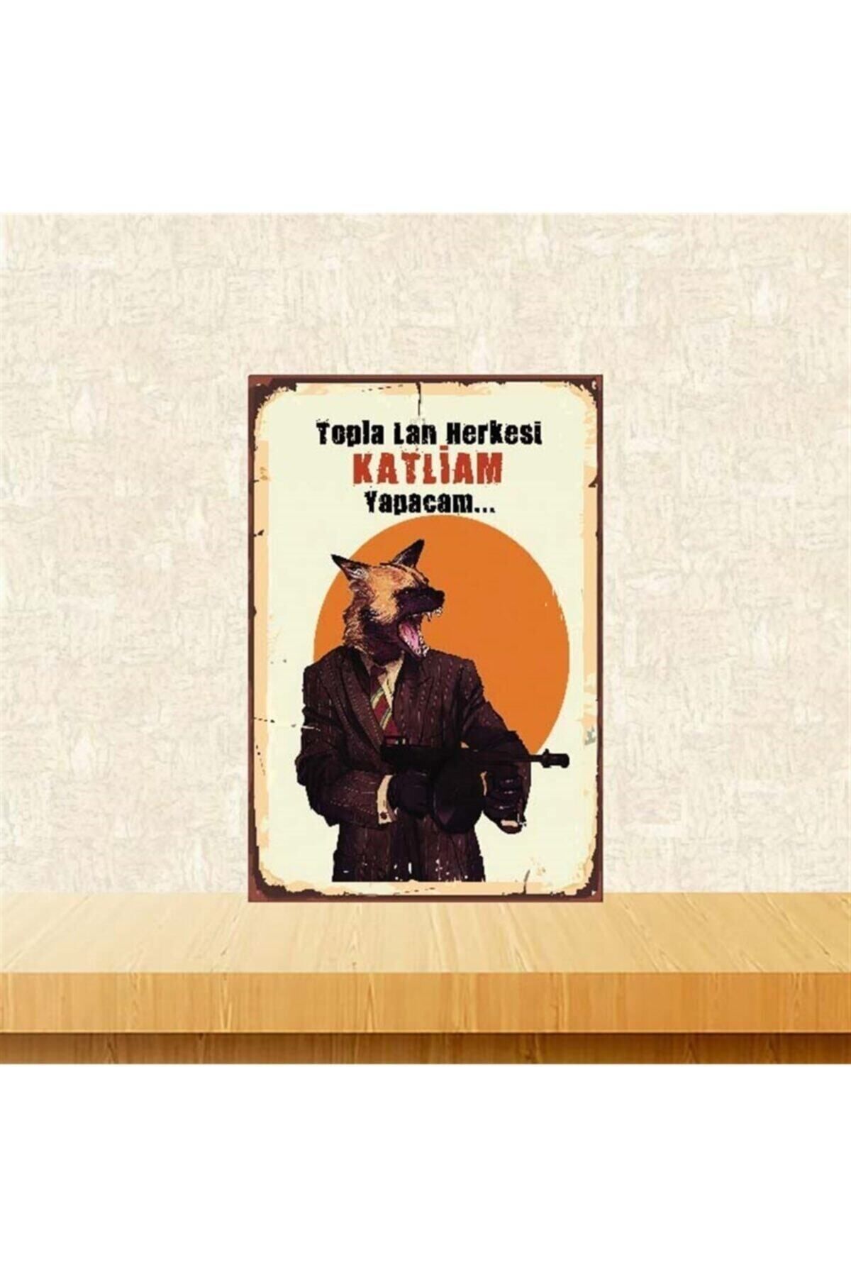 TAKIFİX Topla Lan Herkesi Tasarımlı Retro Ahşap Poster 20-30 Cm
