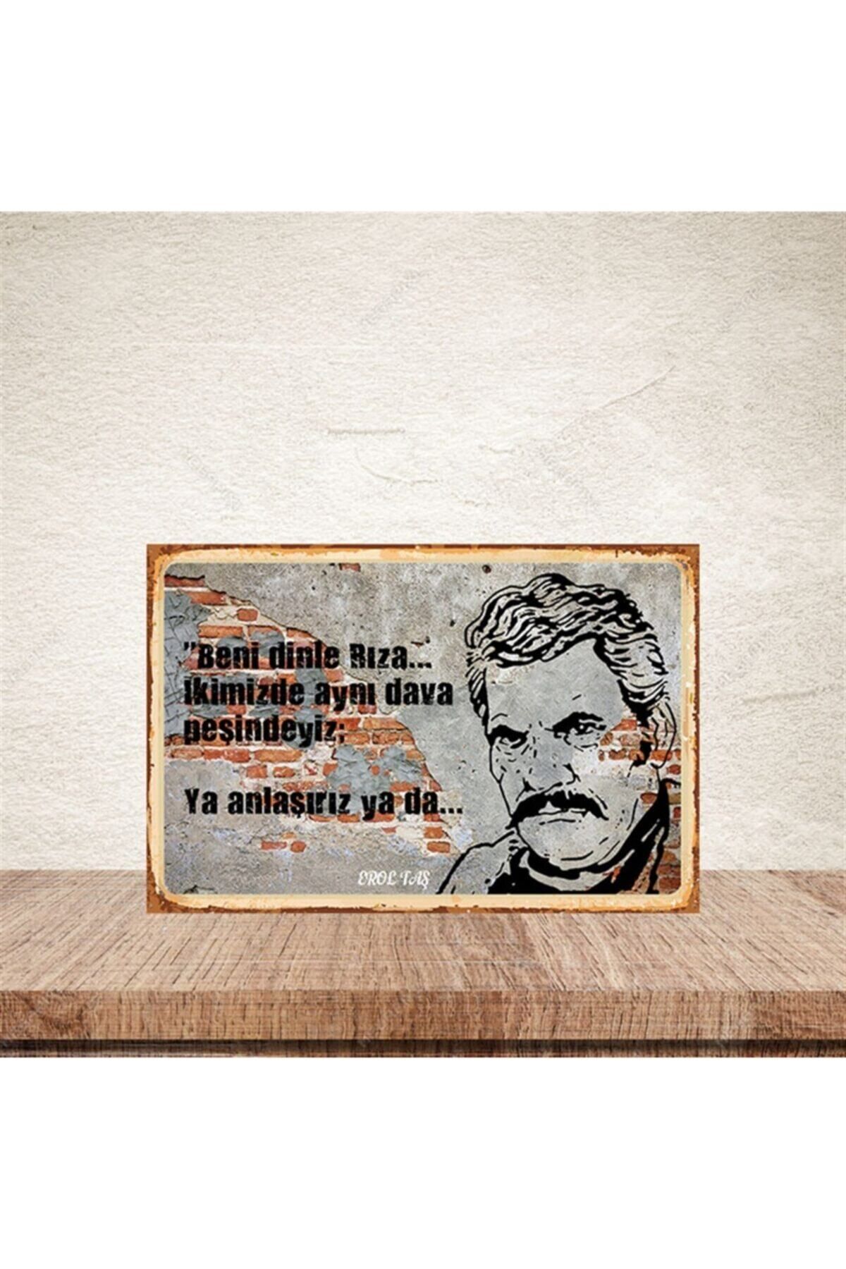 TAKIFİX Beni Dinle Rıza Erol Taş 20-30 Cm Retro Ahşap Poster