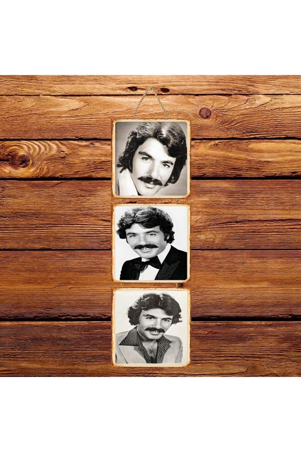 TAKIFİX Ferdi Tayfur Üçlü Retro Ahşap Poster