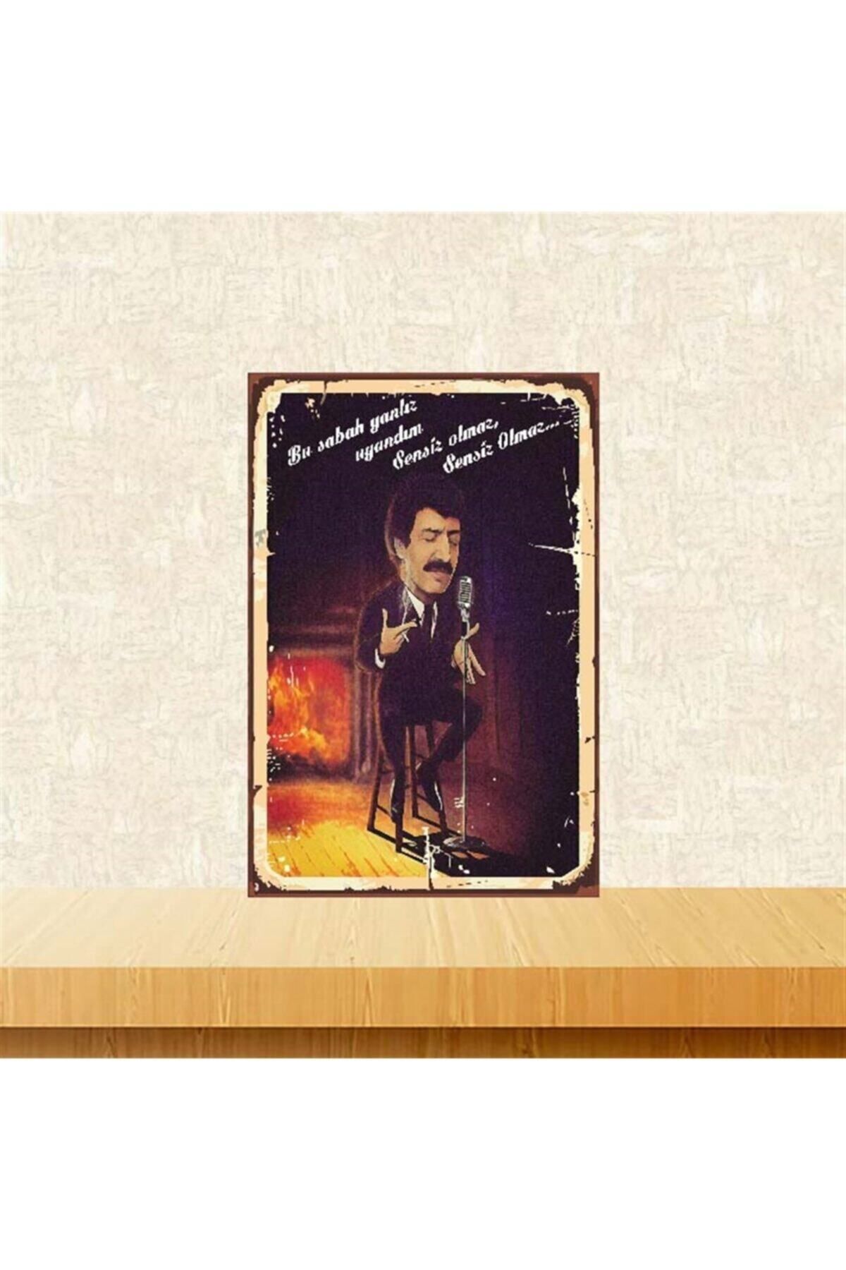 TAKIFİX Müslüm Gürses Sensiz Olmaz 20-30 cm Retro Ahşap Poster