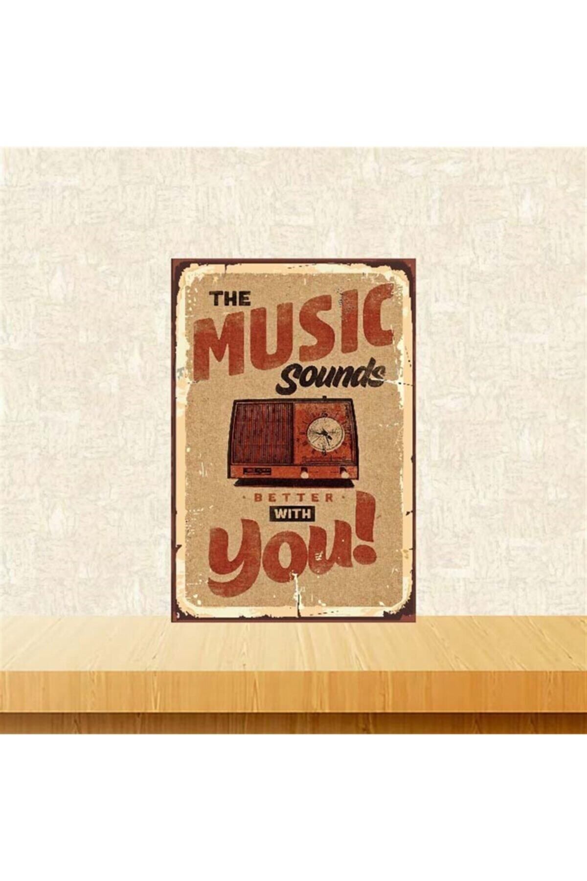 TAKIFİX The Music 20-30 Cm Retro Ahşap Poster