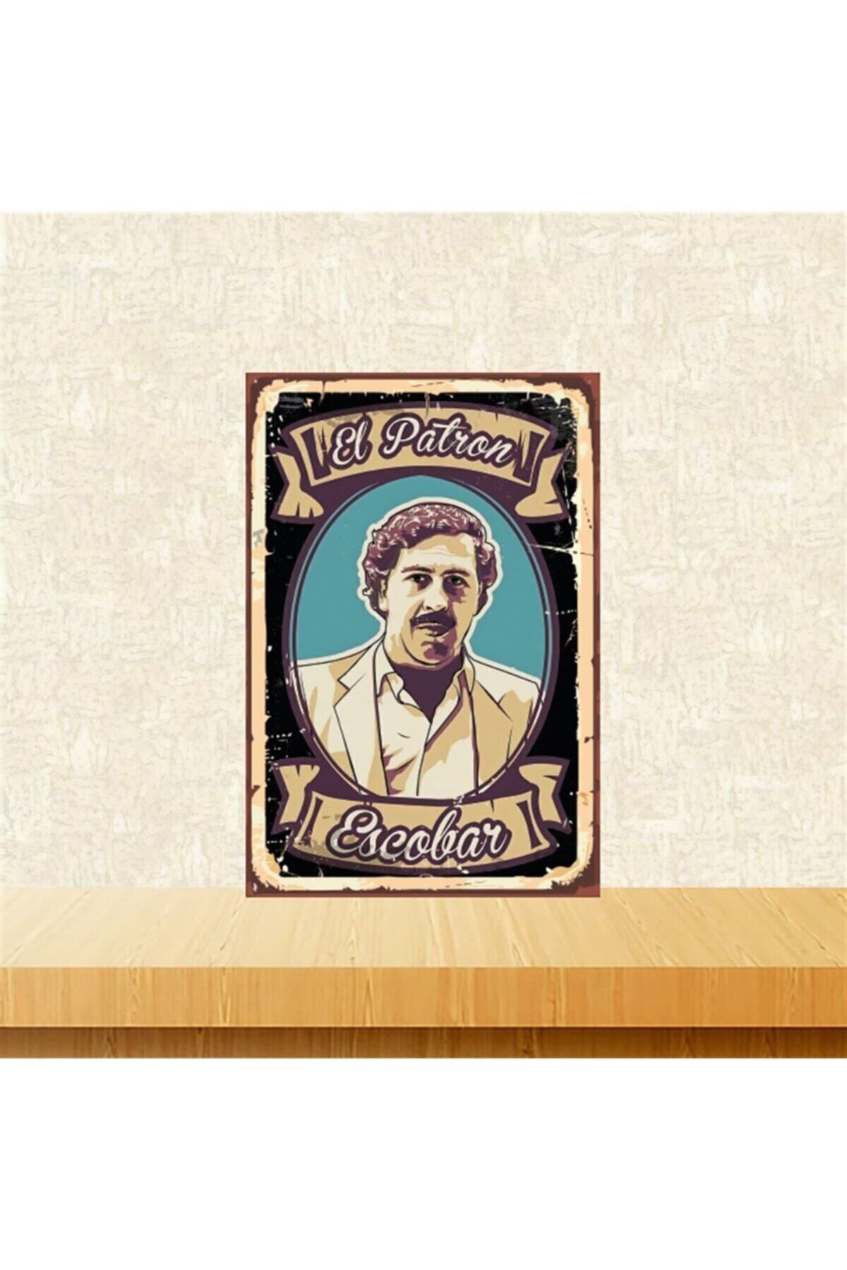 TAKIFİX El Patron Escobar 20-30 Cm Retro Ahşap Tablo Tkfx4840