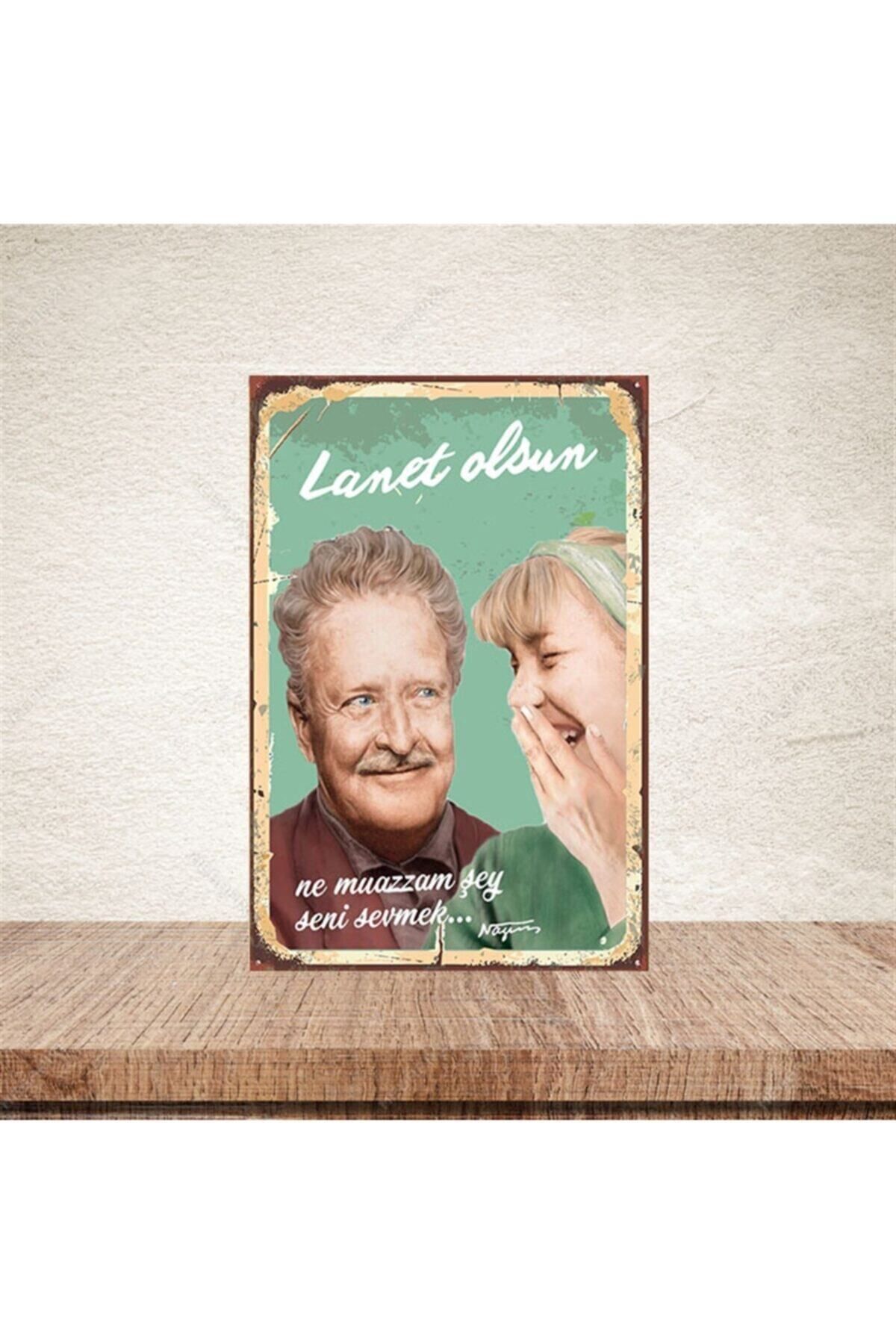 TAKIFİX Lanet Olsun Ne Muazzam Seni Sevmek 20-30 Cm Retro Ahşap Poster
