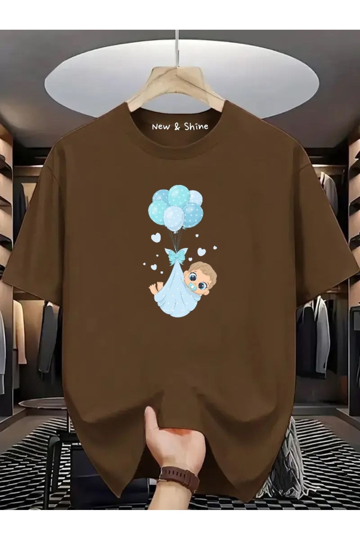 New Shine Erkek Bebek Baskılı Büyük Beden Oversize T-Shirt