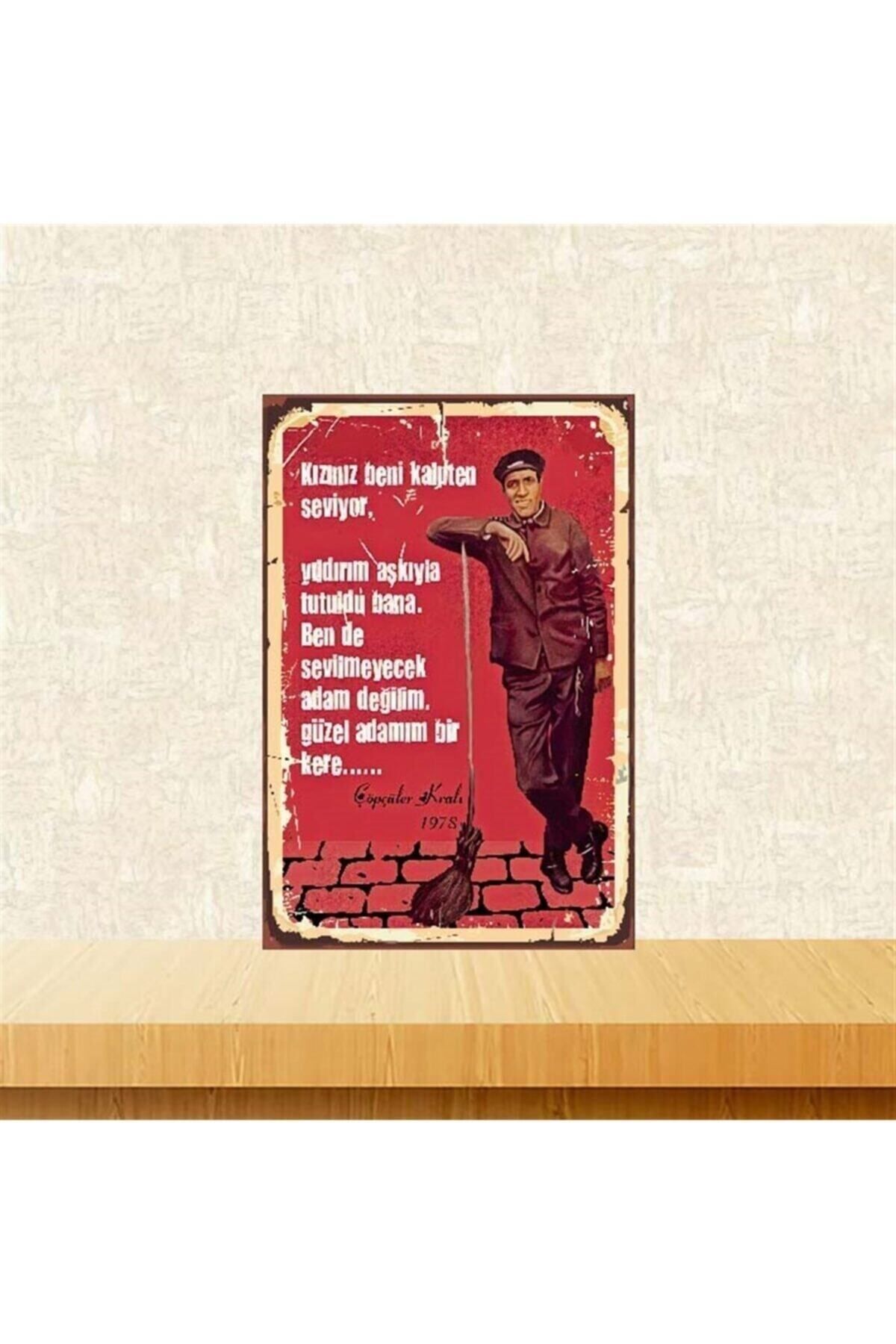 TAKIFİX Kızınız Beni Kalpten Seviyor 20-30 Cm Retro Ahşap Poster