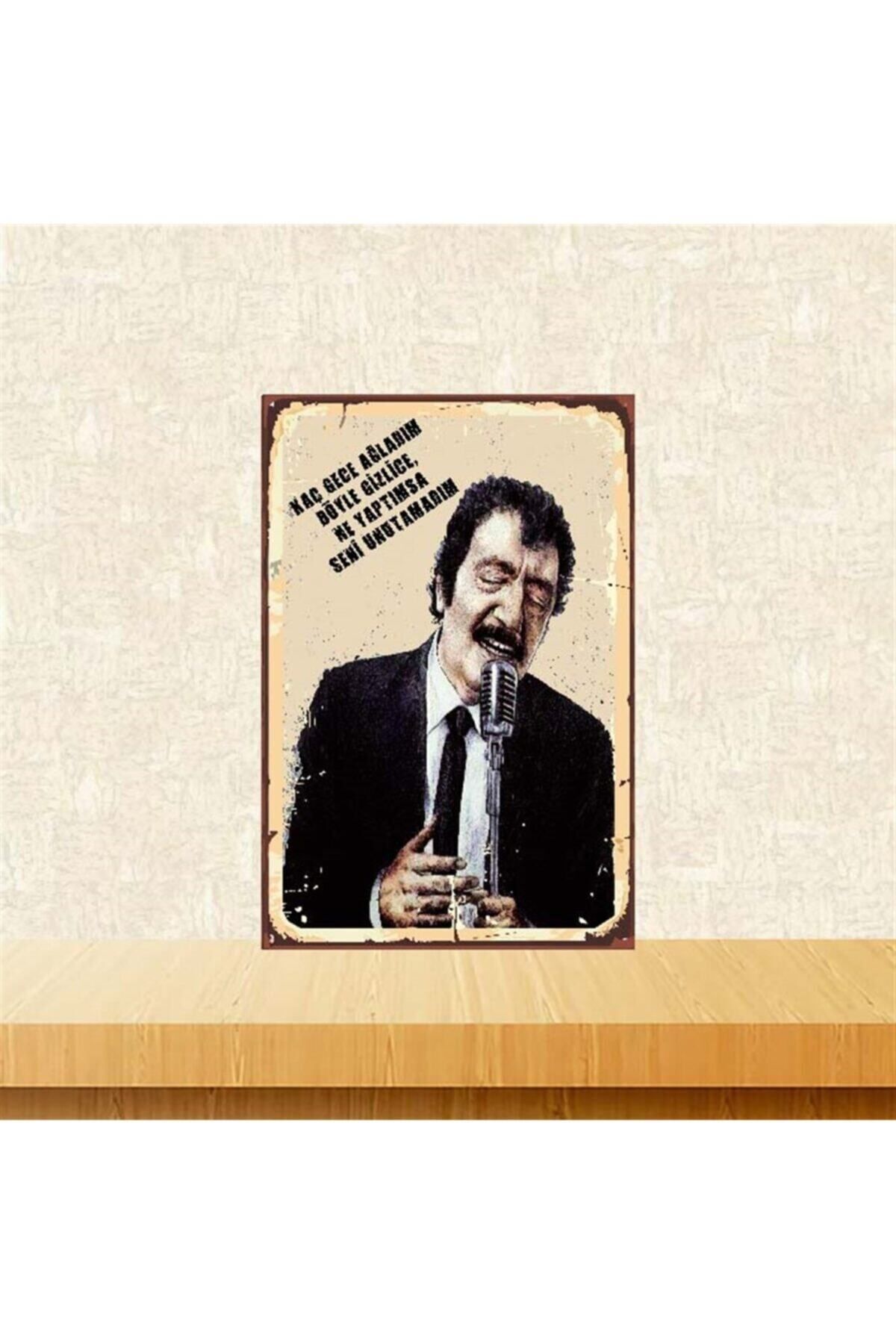 TAKIFİX Kaç Gece Ağladım Böylece Gizlice Müslüm Gürses 20-30 Cm Retro Ahşap Poster