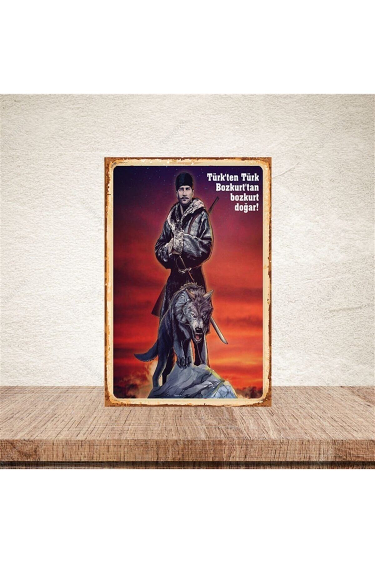 TAKIFİX Bozkurttan Bozkurt K.atatürk Retro Ahşap Poster