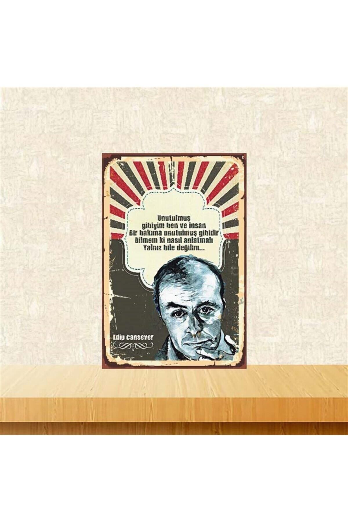 TAKIFİX Edip Cansever 20-30 Cm Retro Ahşap Poster