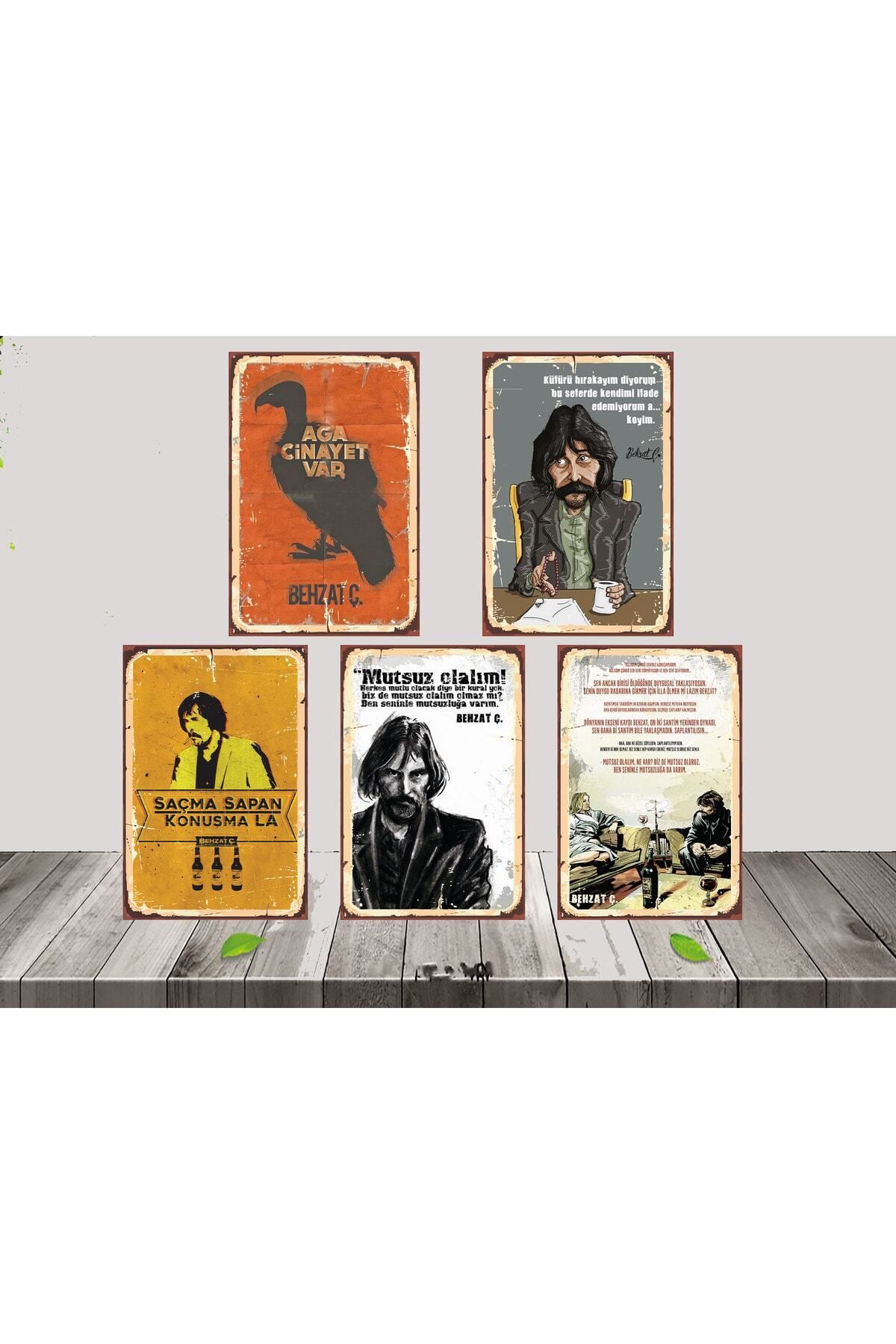 TAKIFİX Behzat Ç 5 Adet 20x30 CM Ahşap Poster SETİ 1