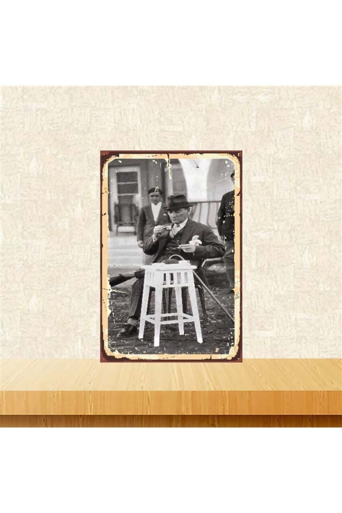 TAKIFİX Mustafa Kemal Atatürk 20-30 Cm Retro Ahşap Poster Tkfx4001