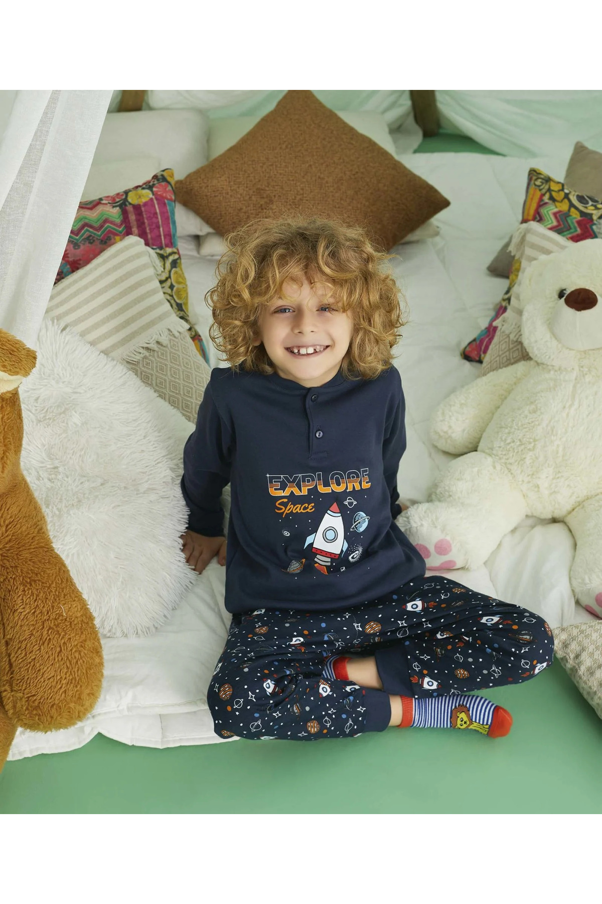 Aydoğan Erkek Çocuk %100 Pamuk Interlock Pijama Takımı Yumuşak Kumaş, Rahat Kalıp fotoğrafı 2 (önizleme)