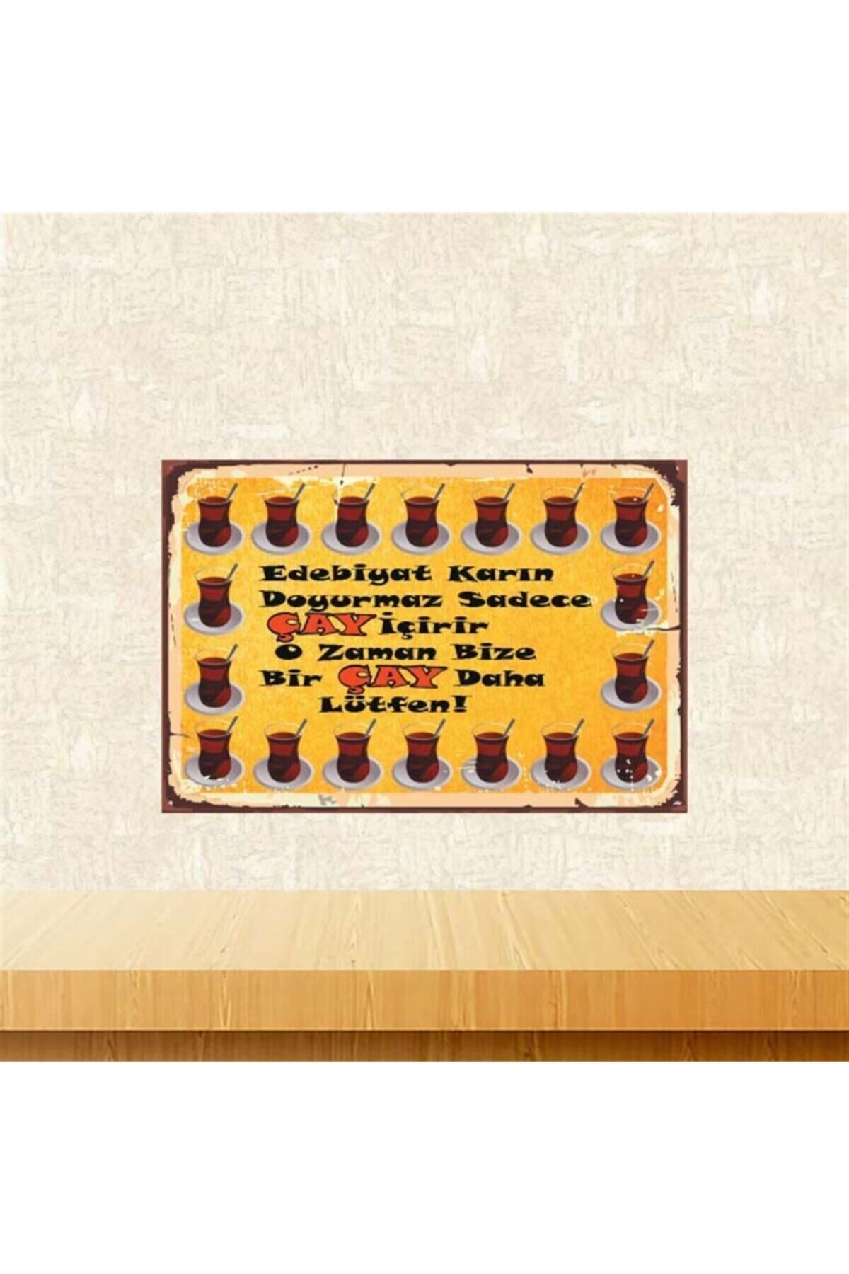 TAKIFİX Bir Çay Daha Lütfen 20-30 Cm Retro Ahşap Poster Tkfx4130
