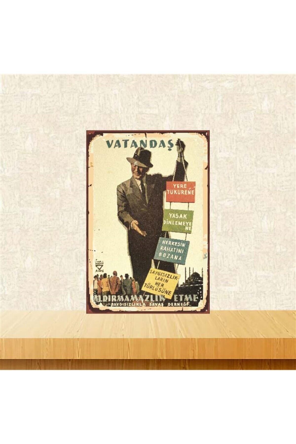 TAKIFİX Saygısızlıkla Savaş Derneği 20-30 cm Retro Ahşap Poster